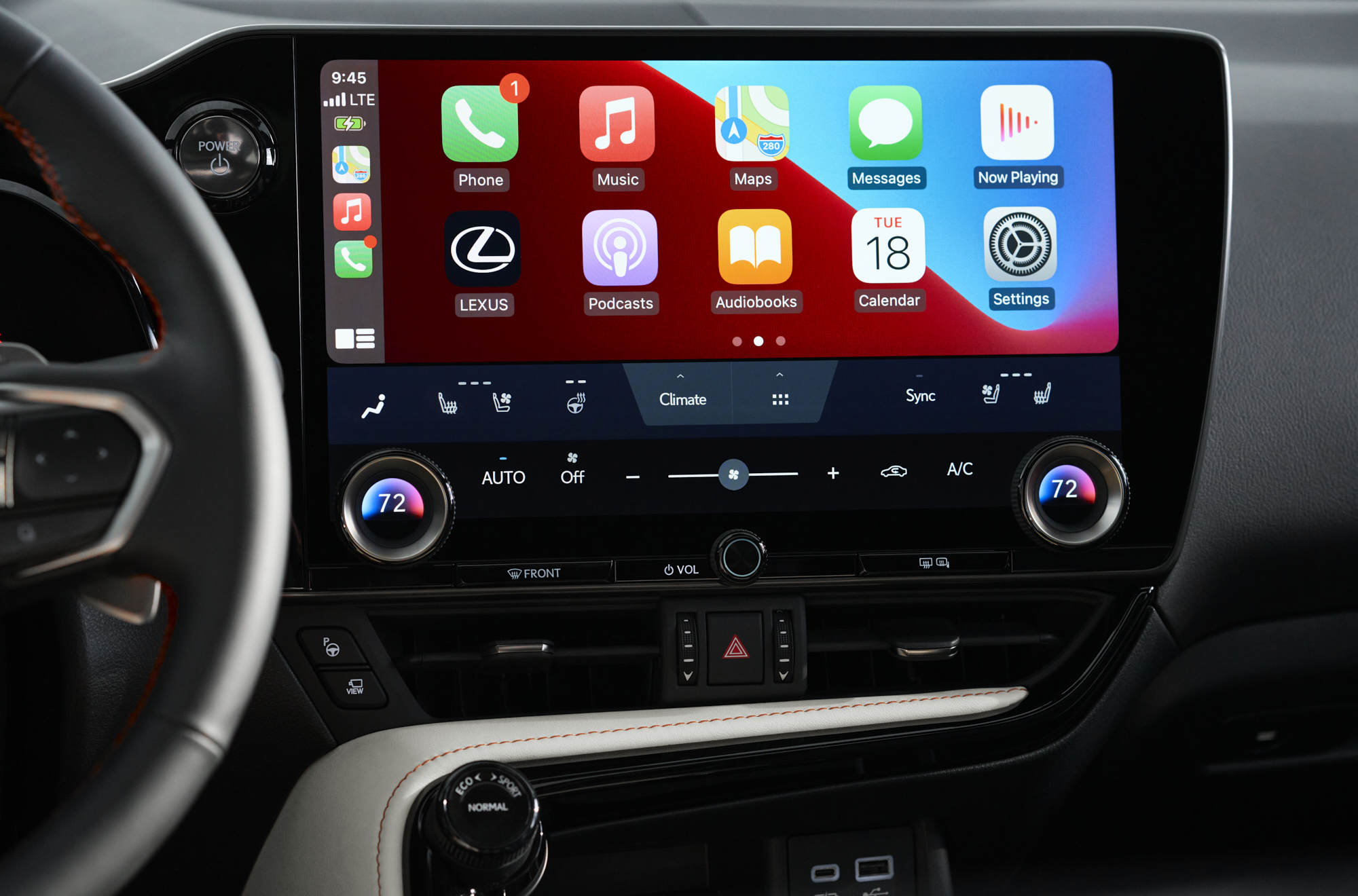 Toyota Apple CarPlay integration on infotainment screen press photo