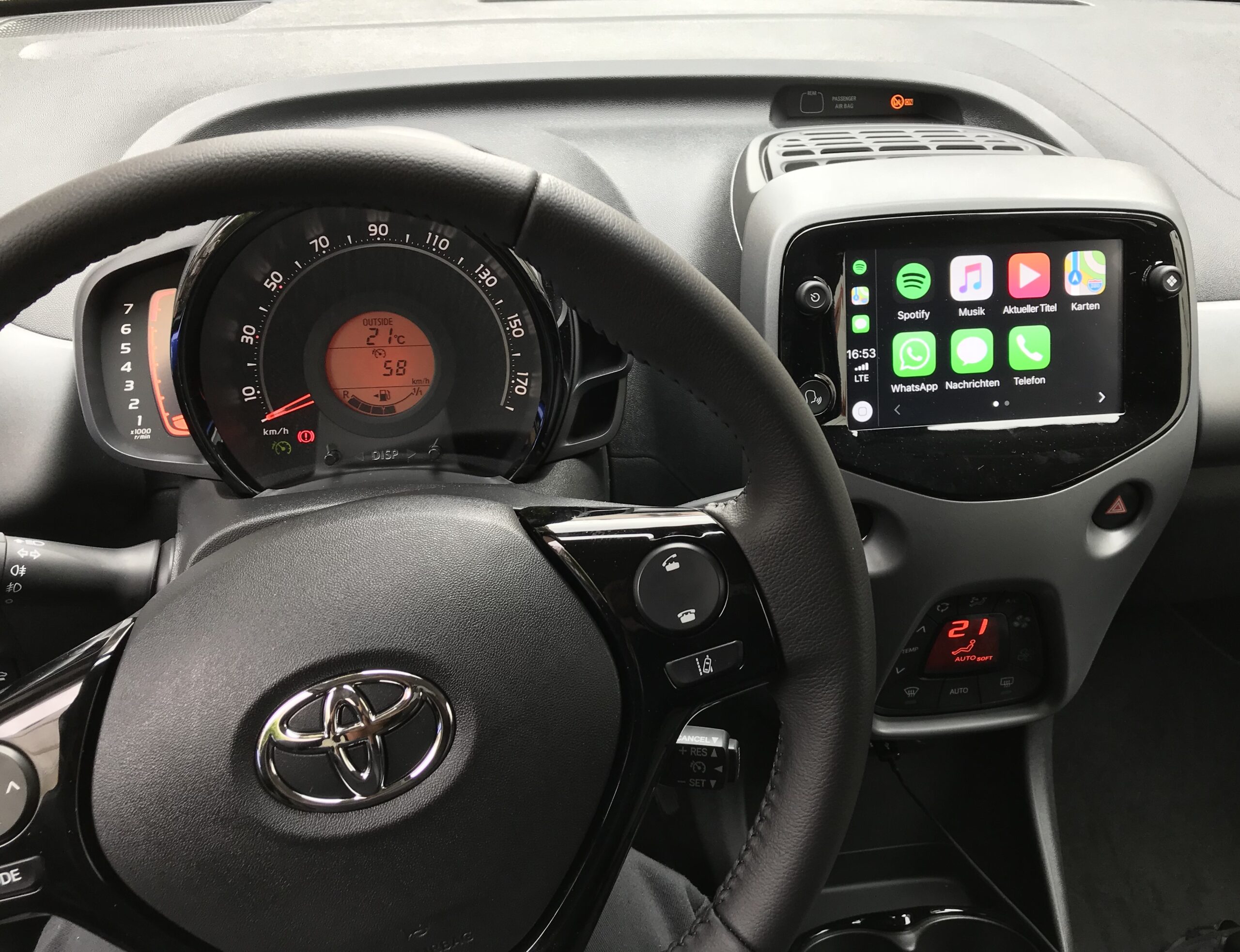 Apple CarPlay integration on a Toyota infotainment screen