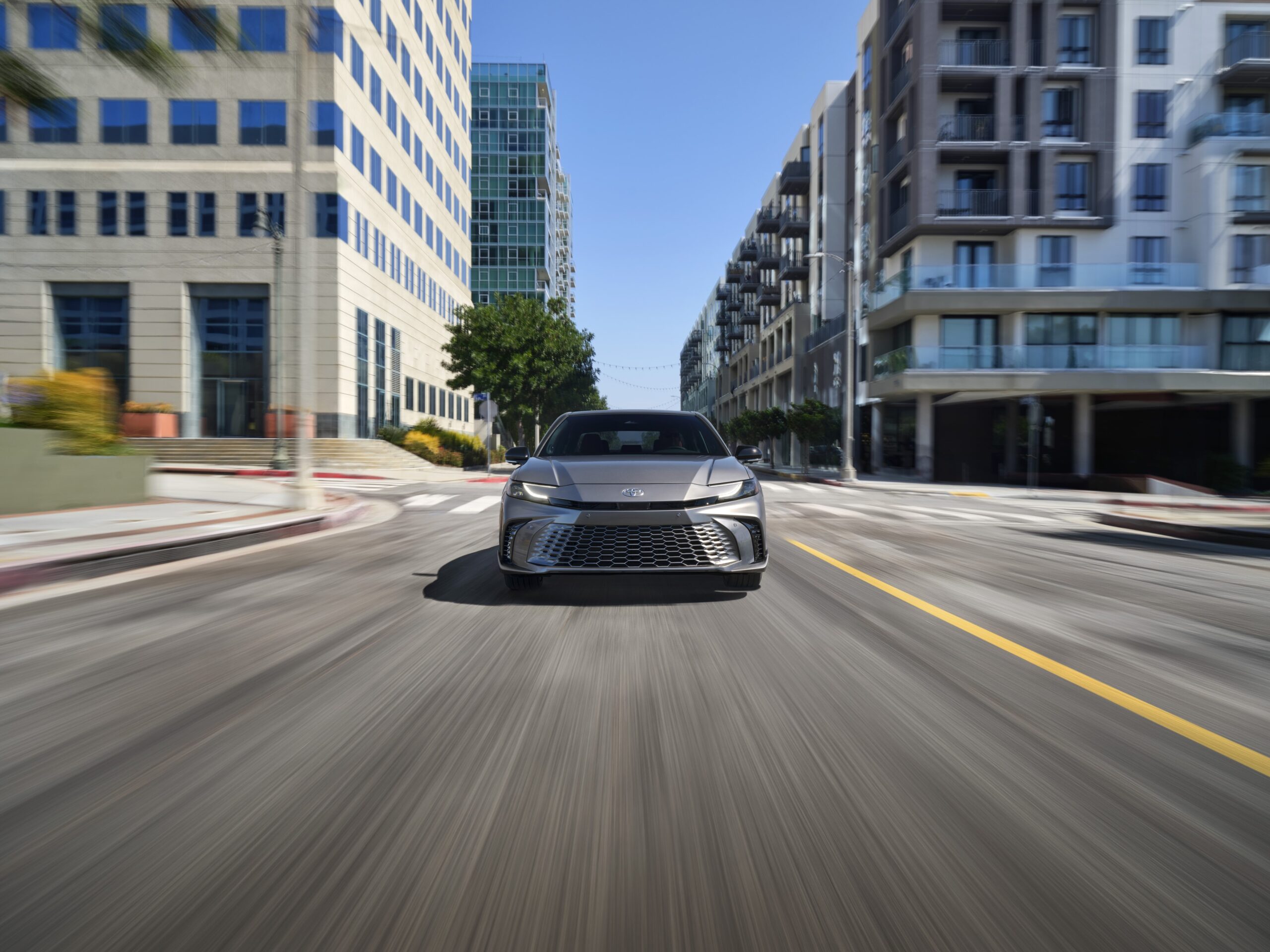2025 Toyota Camry XSE press photo, exterior three-quarter view