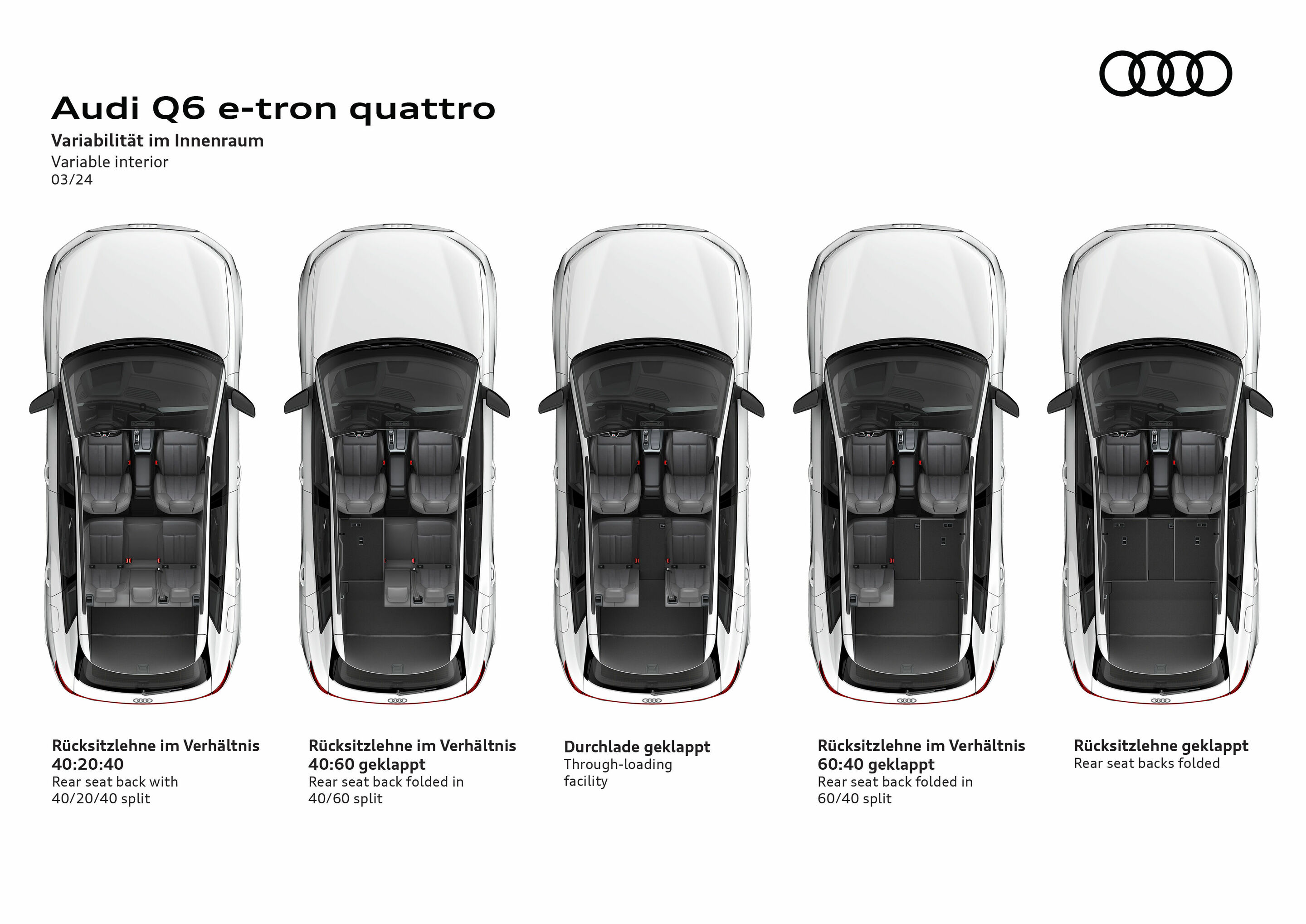 Audi Q6 e-tron interior showing the new panoramic MMI display and passenger screen