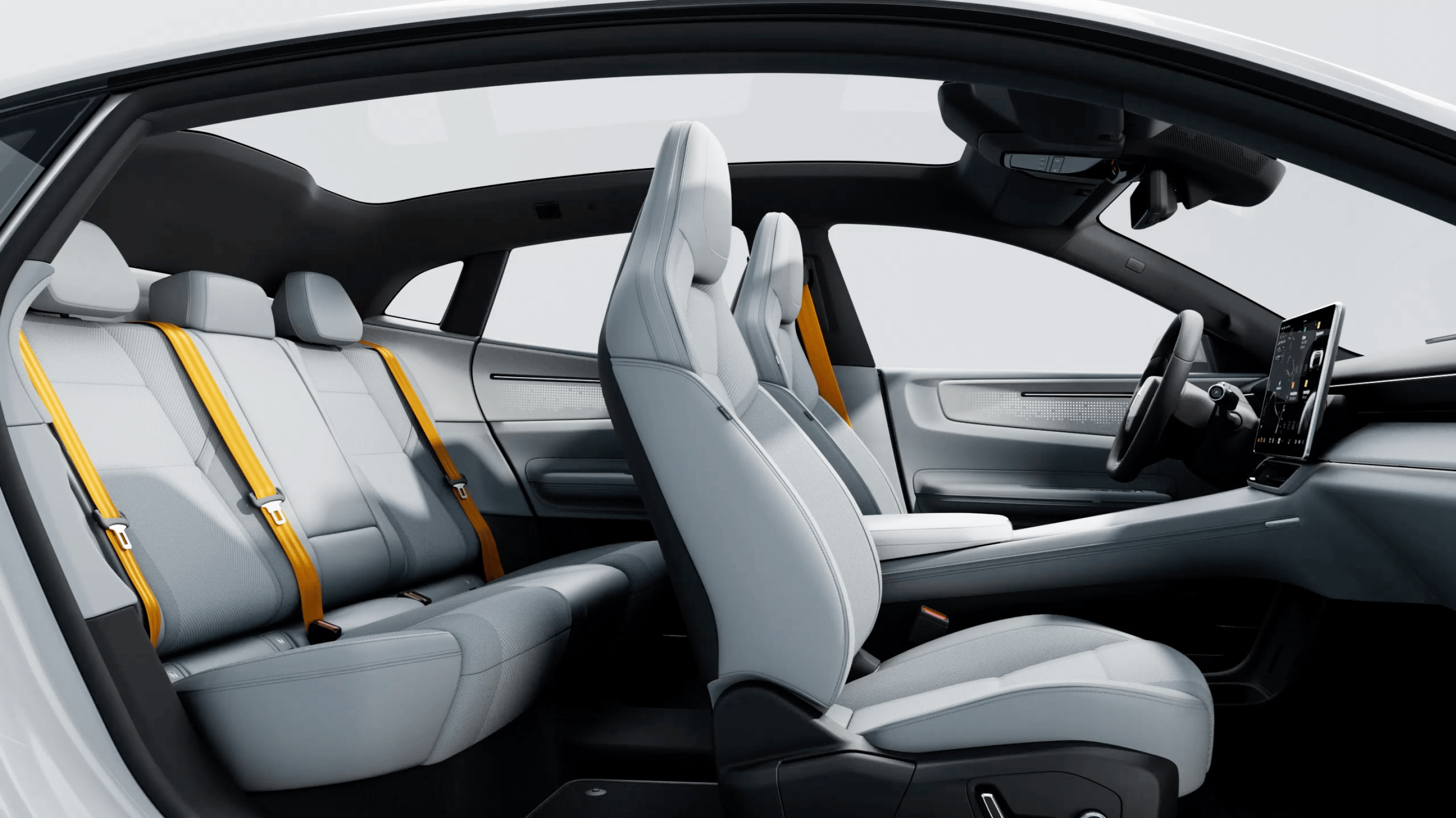 Polestar 4 interior - large central touchscreen and minimalist dashboard