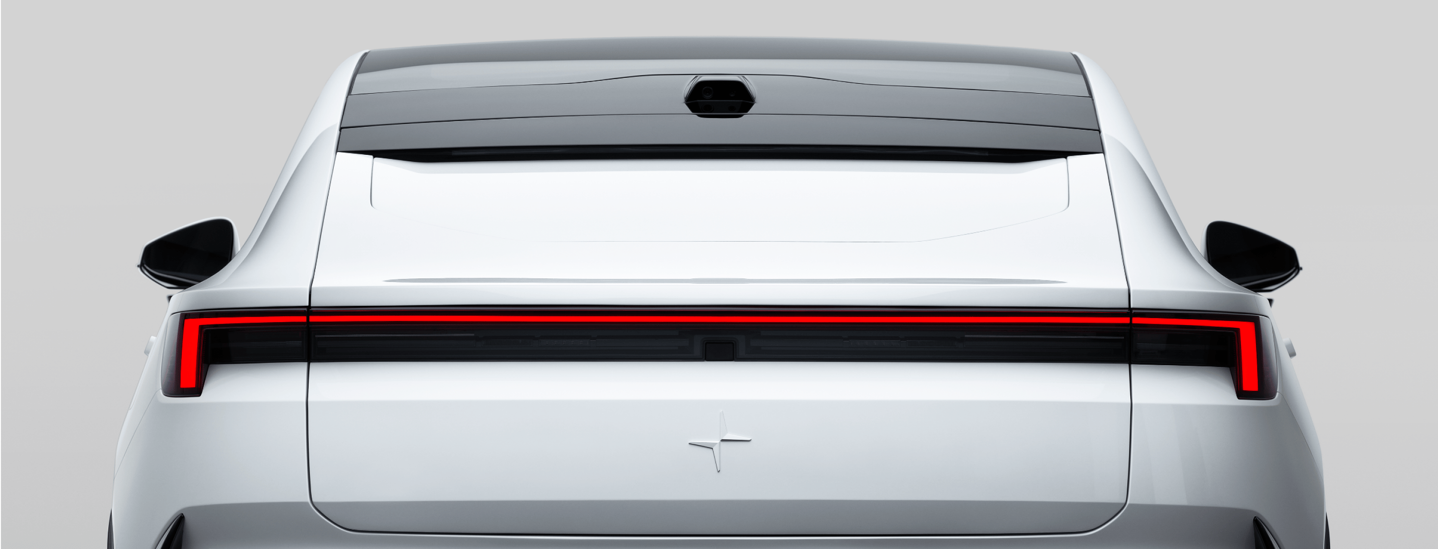 Polestar 4 rear three-quarter design showing the windowless C-pillar