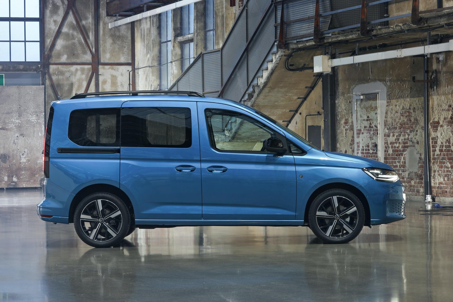 Volkswagen Caddy Life, a common Motability WAV base vehicle, side profile