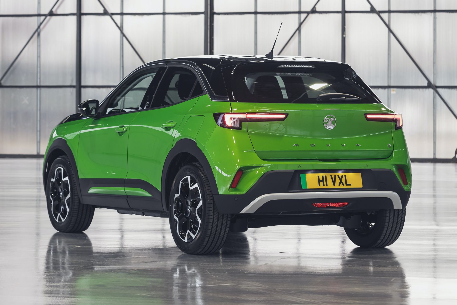 Vauxhall Mokka Electric rear three-quarter, a used Vauxhall Mokka Electric one year old