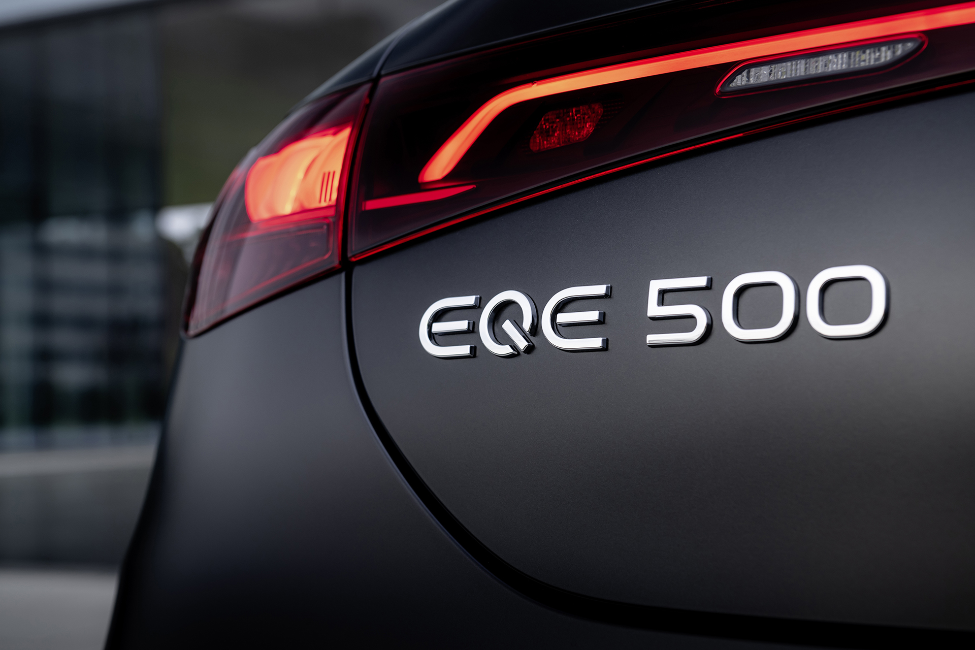Mercedes-EQ EQE 500 badge, the premium EV at the centre of the director salary sacrifice decision
