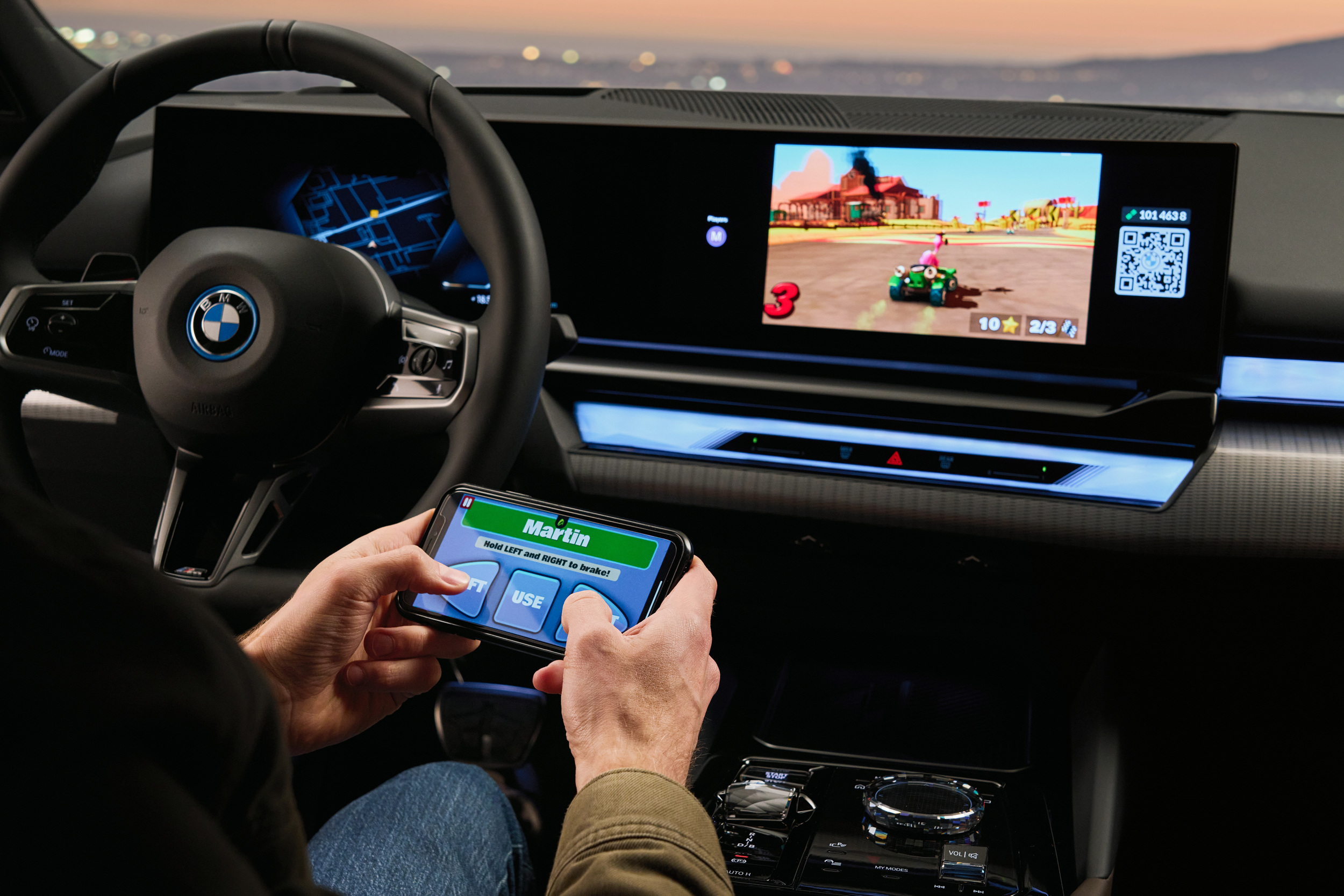 BMW premium cockpit and steering wheel, a wear point that exposes mileage clocking on a used car