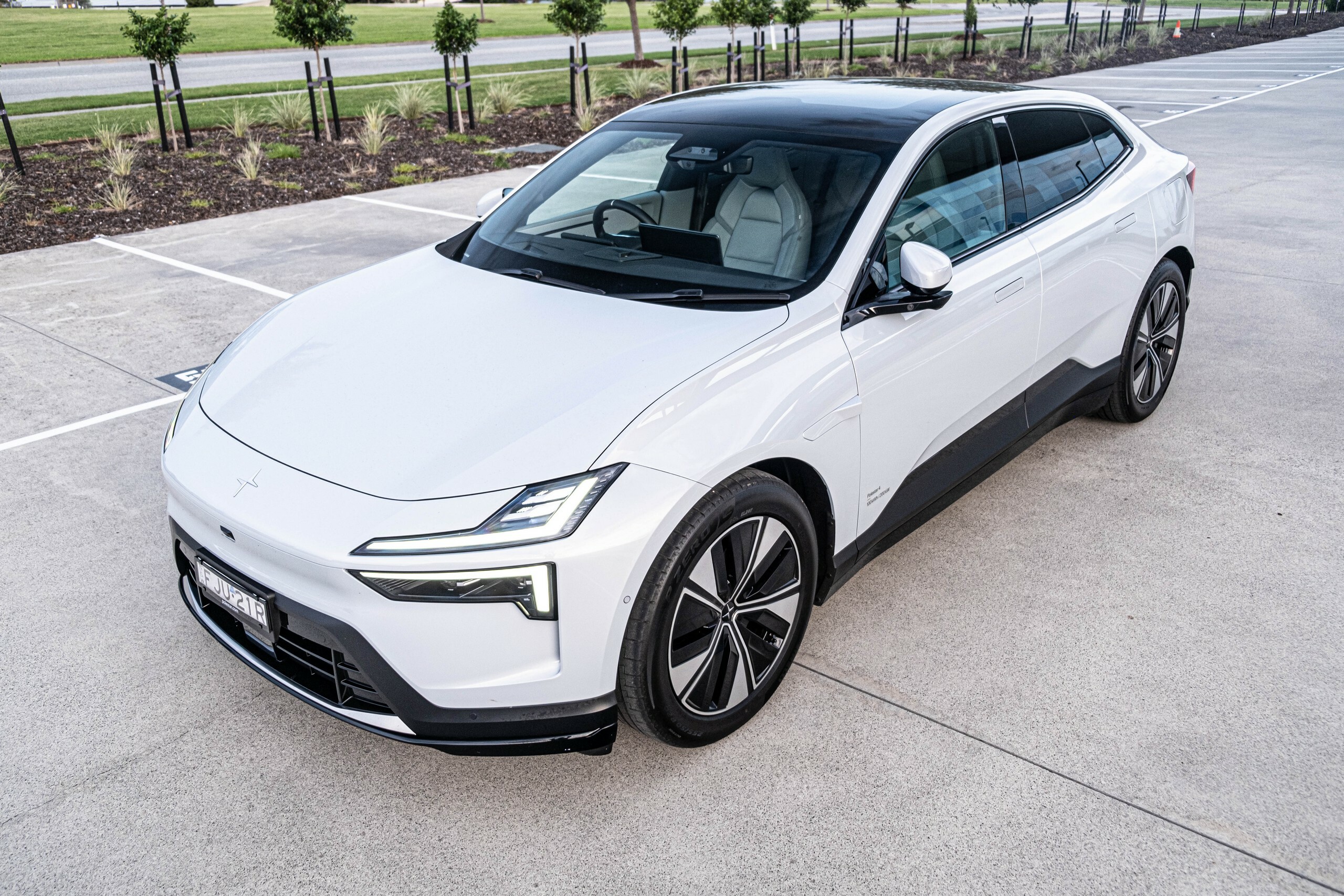 Polestar 4 electric coupe SUV side profile, a premium EV salary sacrifice candidate in 2026