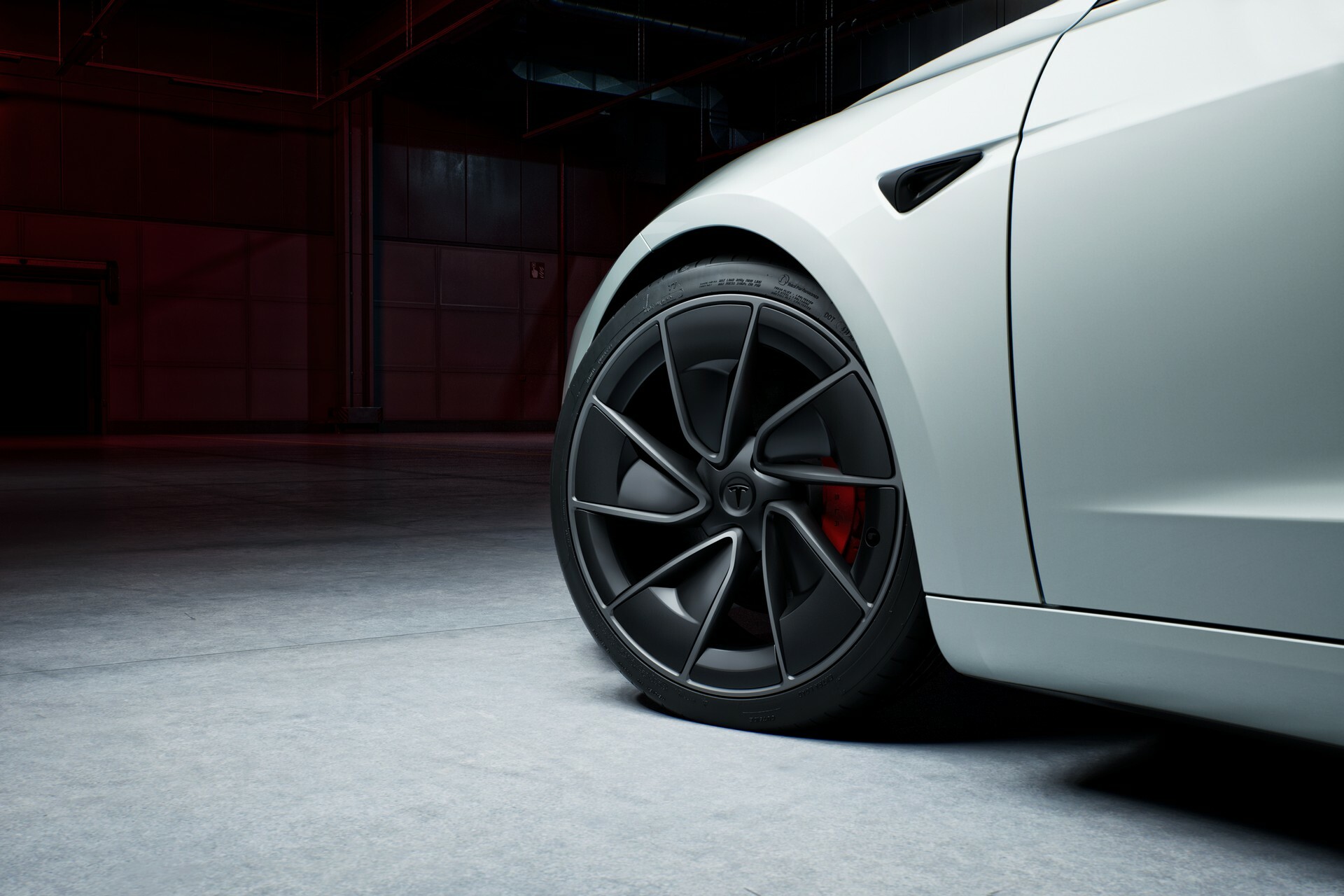 Tesla Model 3 used front wheel and brake, the area to check for suspension wear