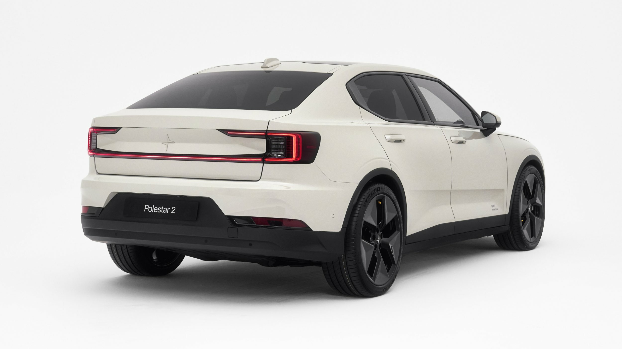 Used premium EV front three-quarter view of a Polestar 2 electric car
