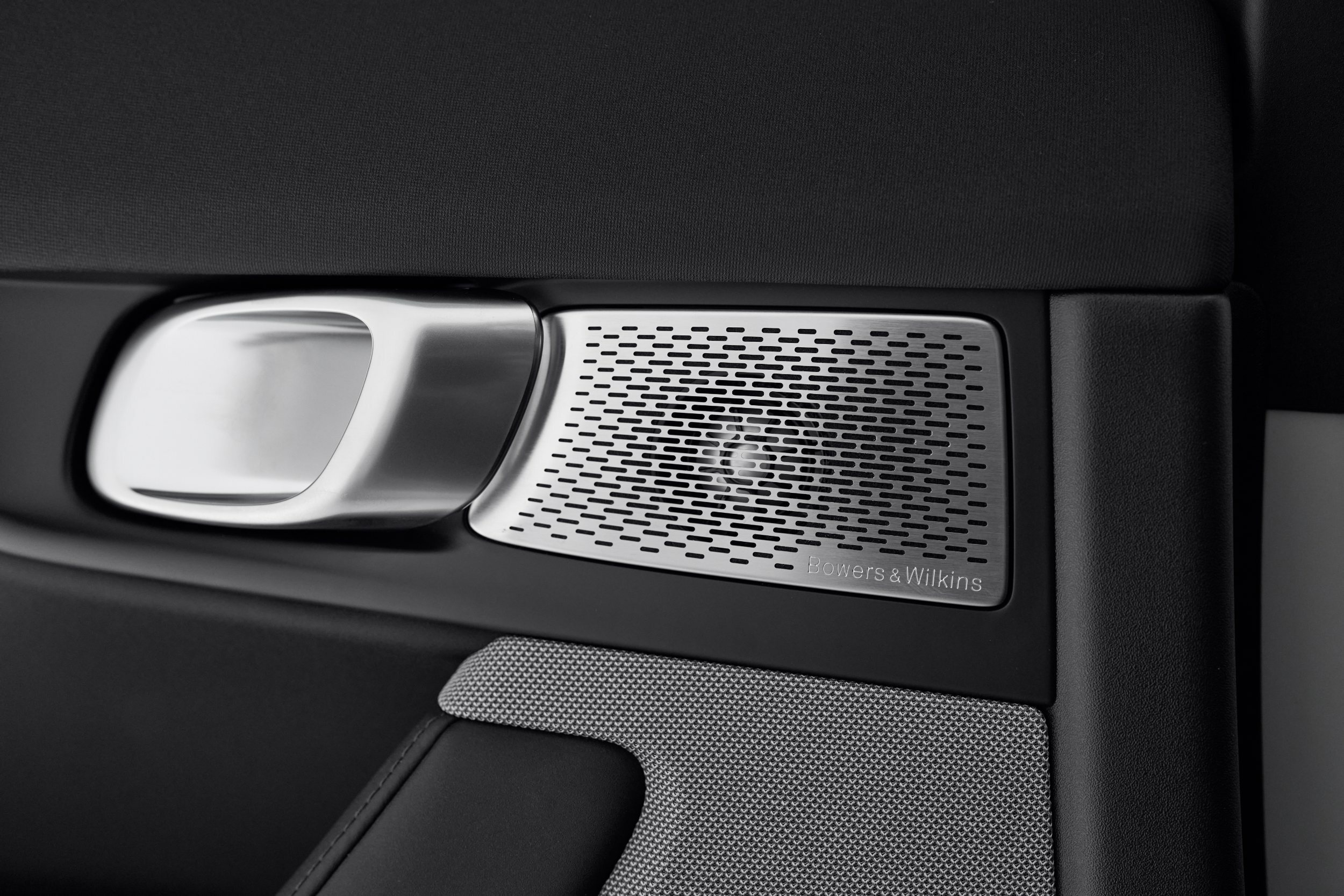 Used premium EV interior detail, the Bowers and Wilkins speaker in a Polestar 2