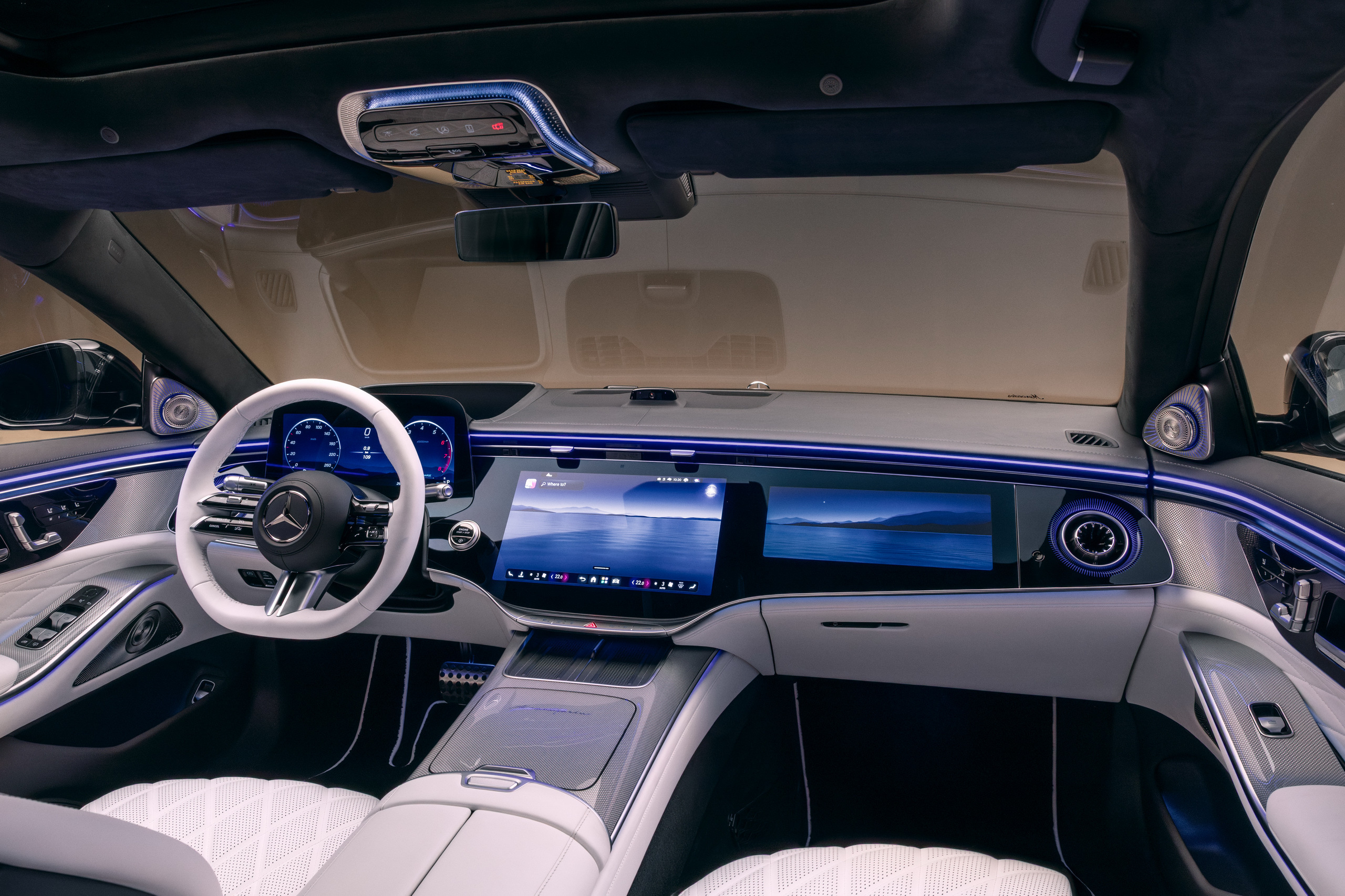 Mercedes S-Class facelift 2026 interior with MBUX Superscreen on MB.OS