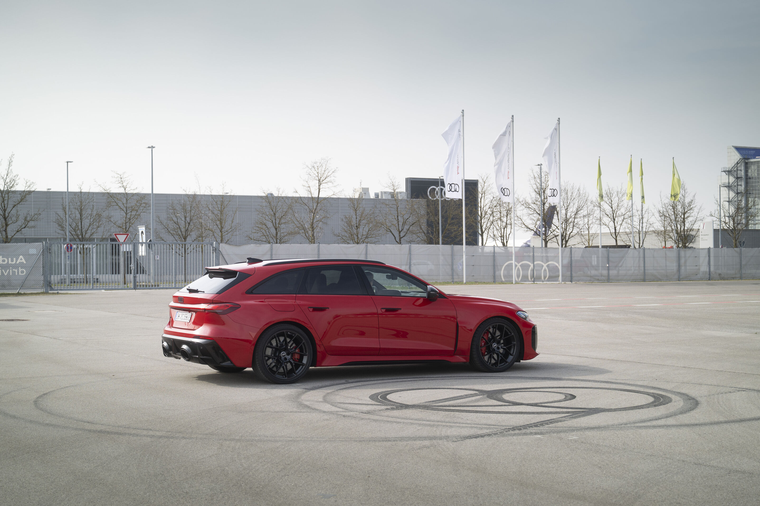 New Audi RS5 e-hybrid Avant estate driving shot