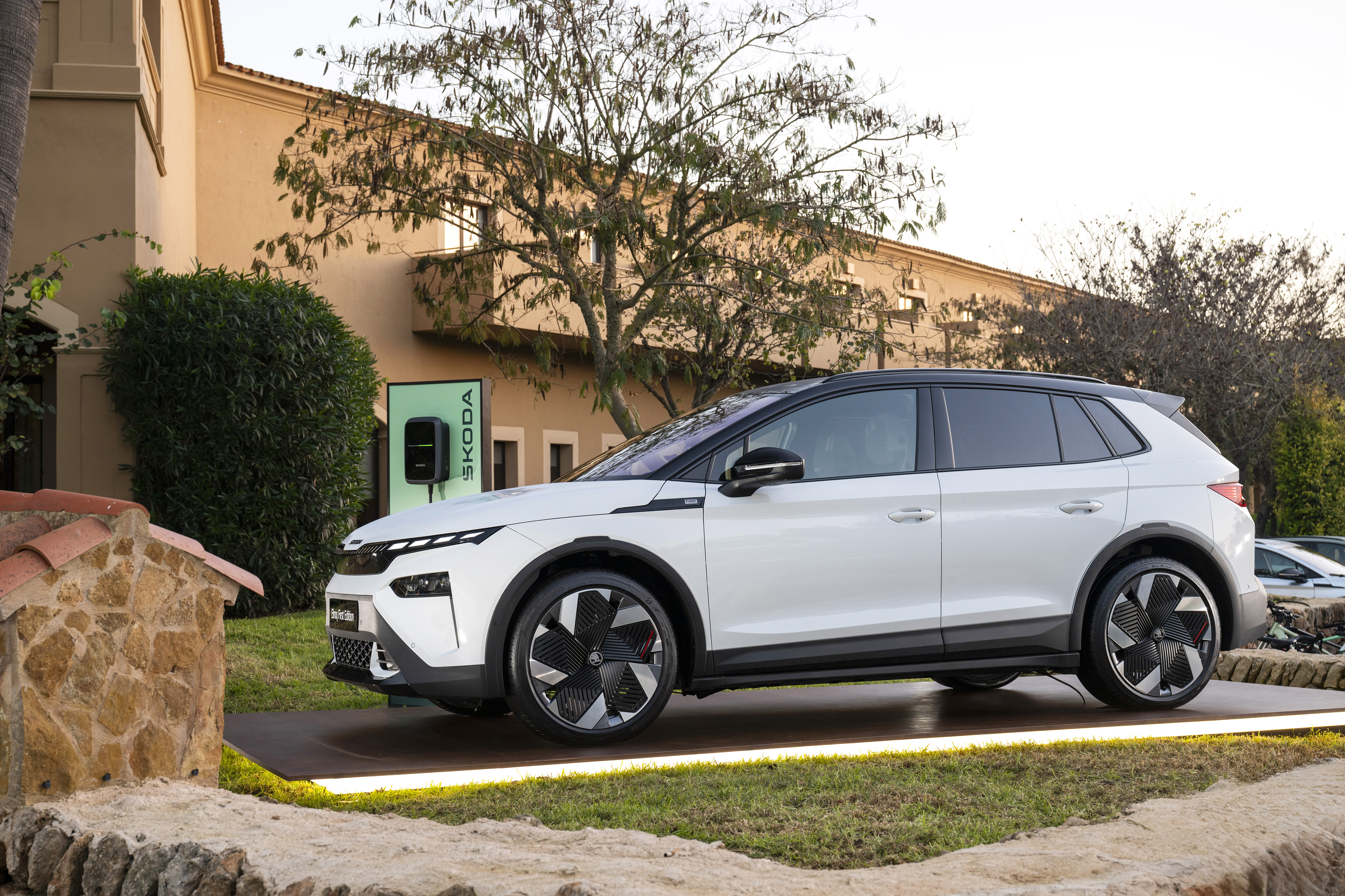 Motability VAT explained: a white Skoda Elroq charging, an electric Motability option ahead of the 20% VAT change