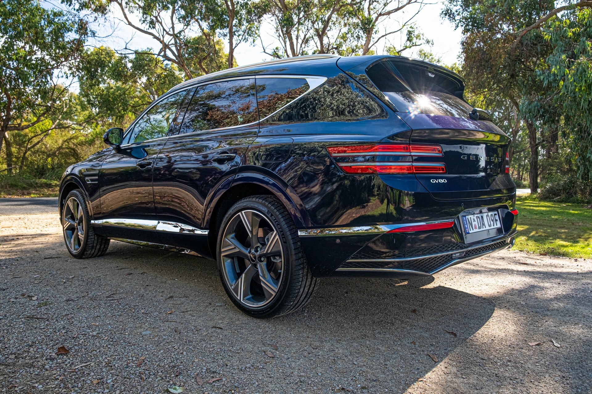 Genesis GV80 luxury SUV rear three-quarter, the used buyer's alternative to the BMW X5