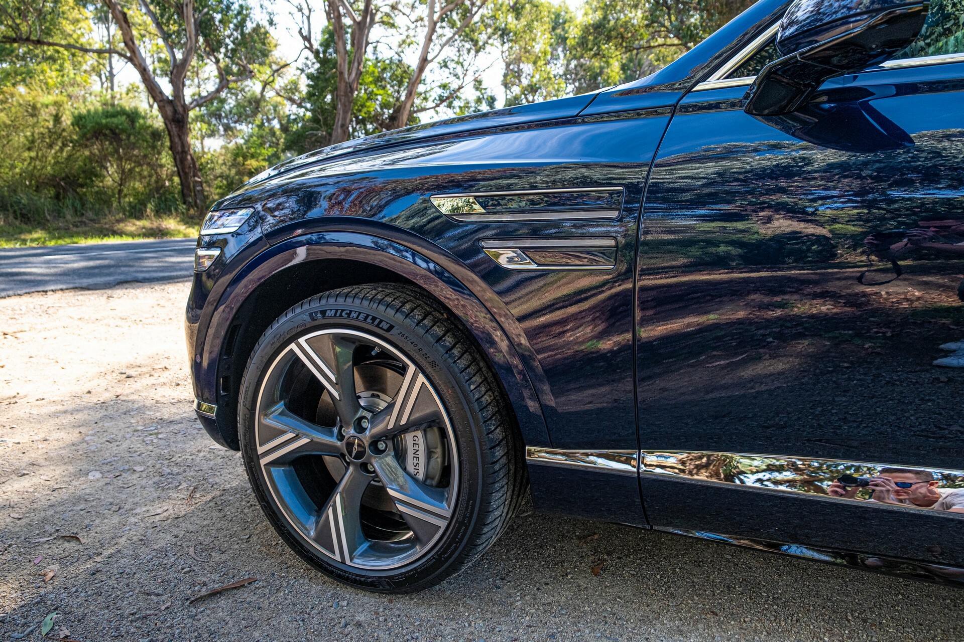 Genesis GV80 alloy wheel and tyre, a key check on a heavy used luxury SUV