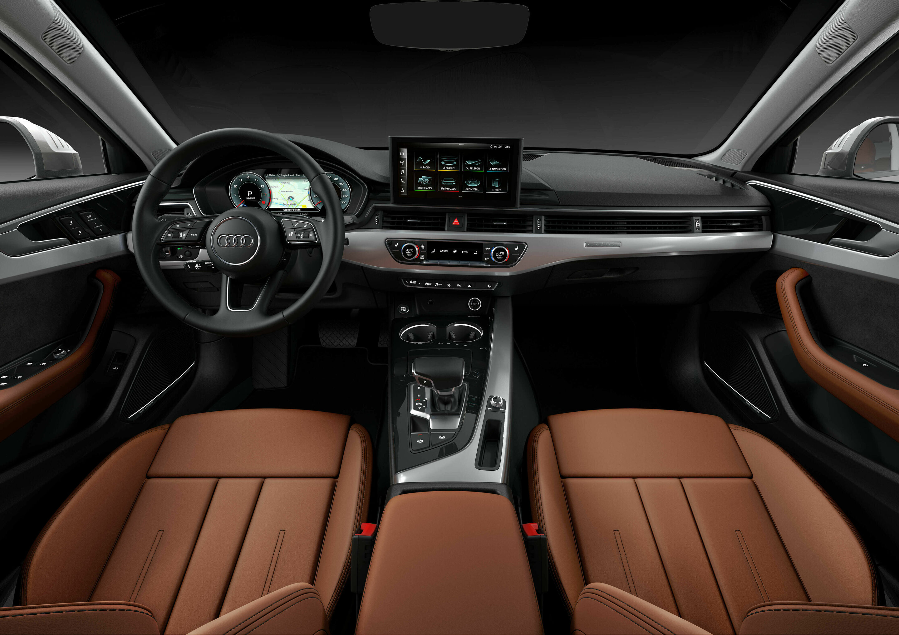 Audi A4 saloon interior and MMI screen, BMW 3 Series vs Audi A4 cabin