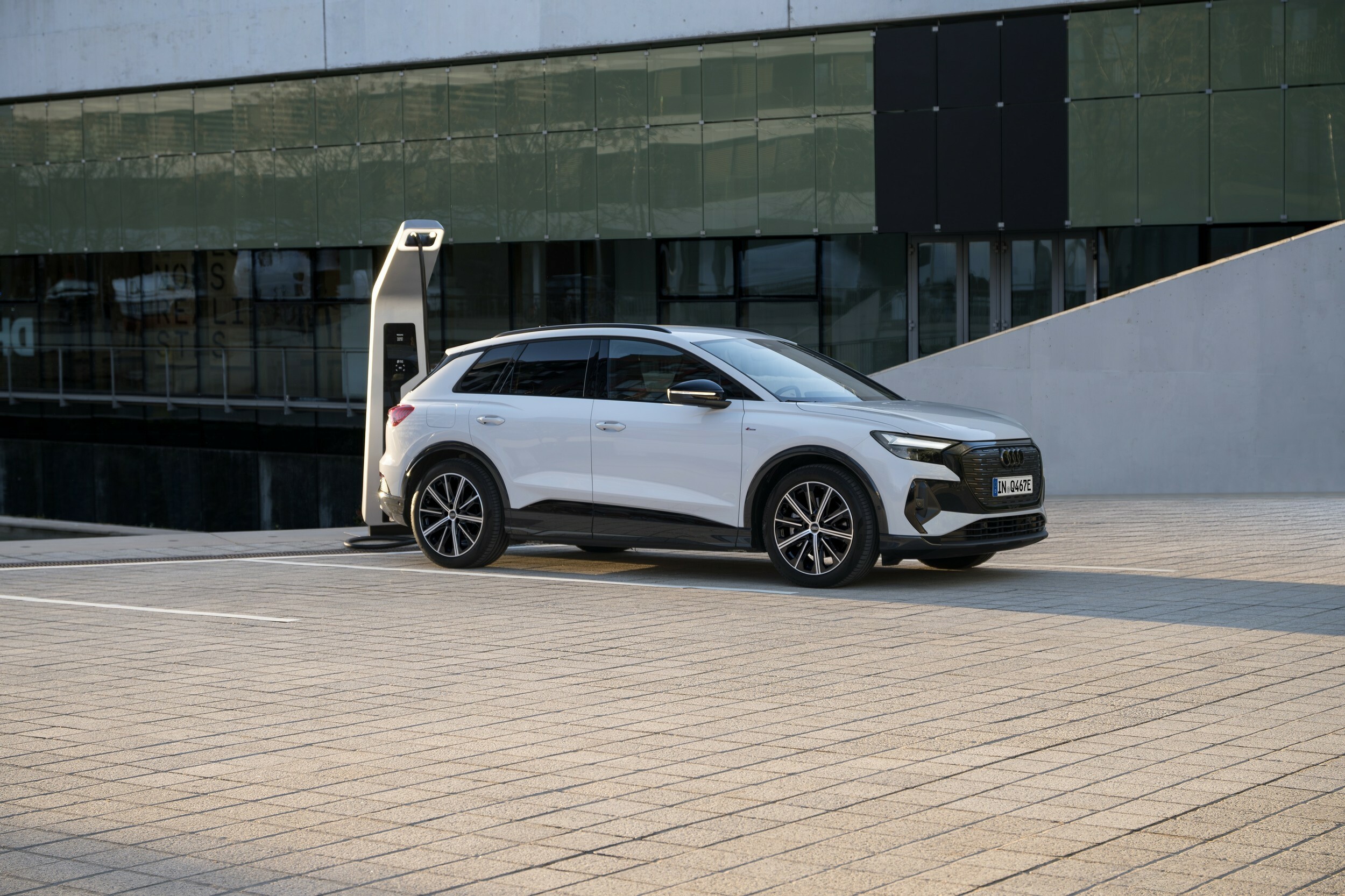 Audi Q4 e-tron used charging at a public charger