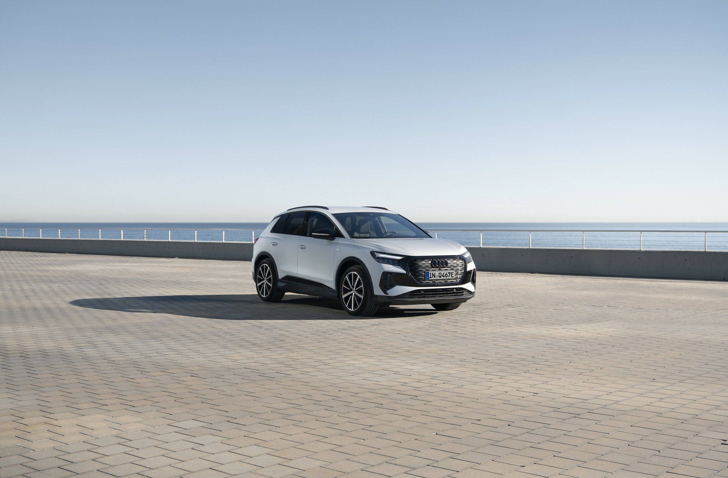 Audi Q4 e-tron used front view by the coast