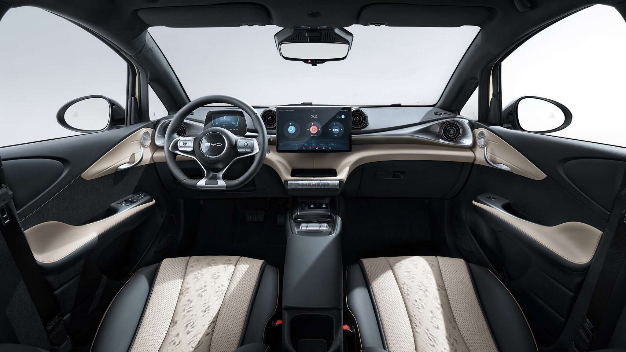 BYD Dolphin interior with rotating touchscreen
