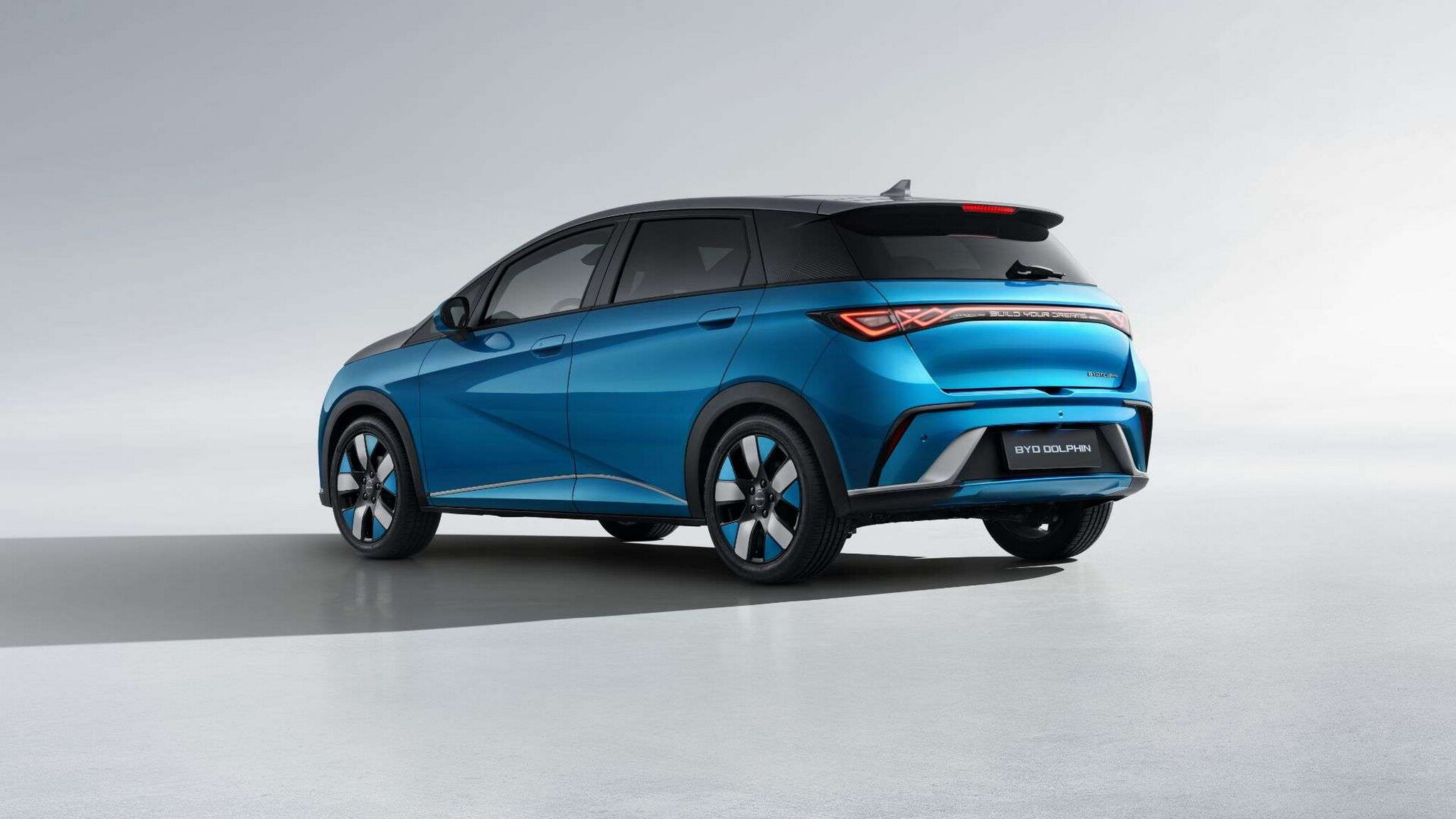 BYD Dolphin rear three-quarter, the cheapest mainstream EV to finance