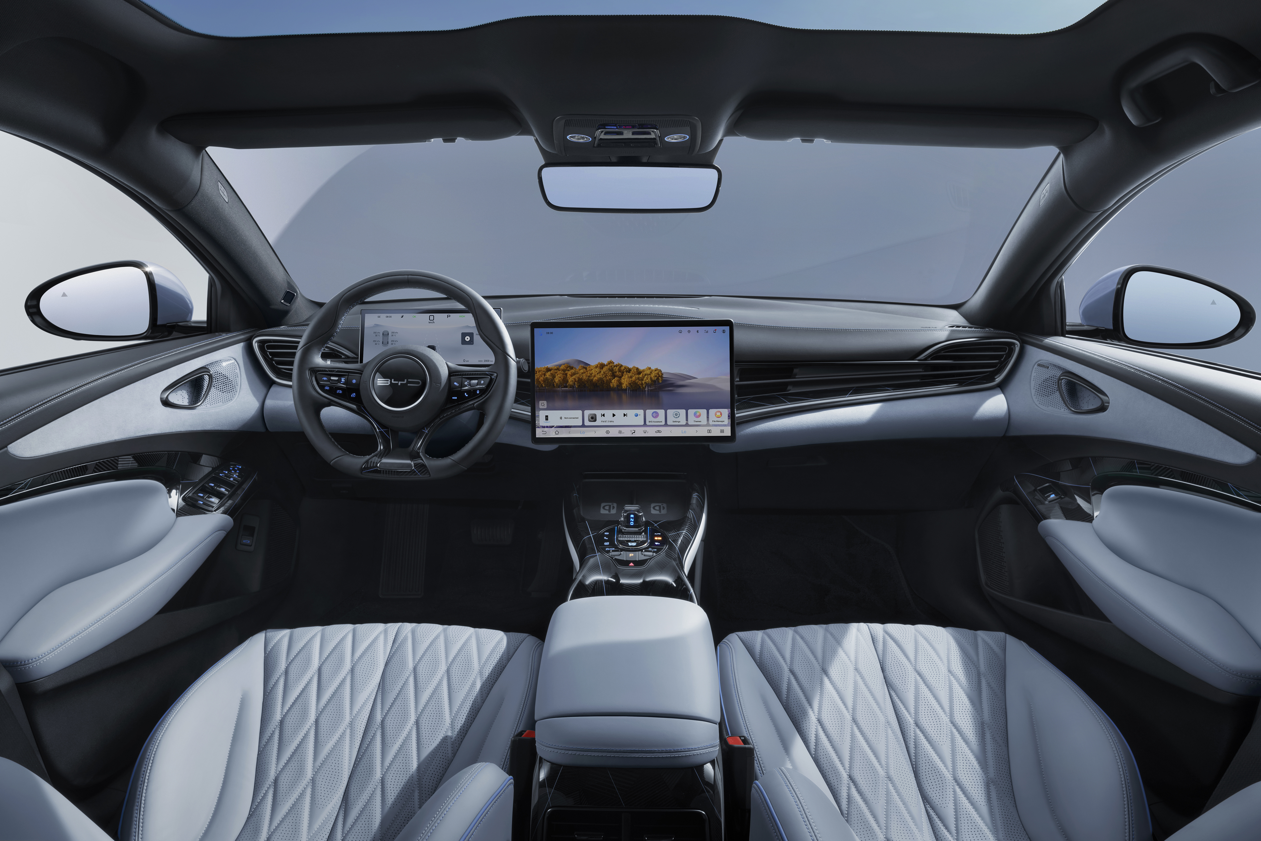 BYD Seal interior with rotating 15.6-inch touchscreen and Dynaudio system