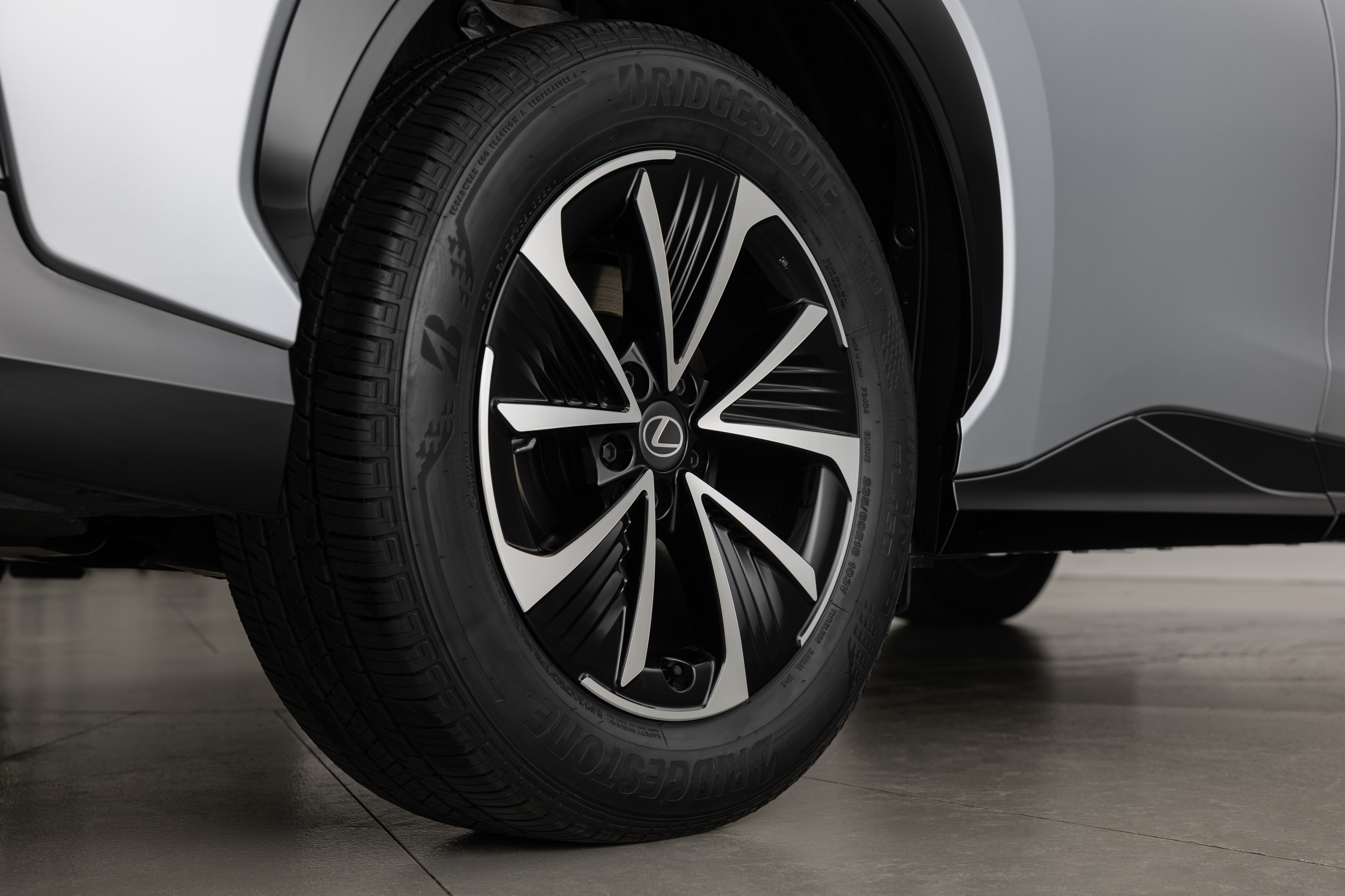 Lexus RZ alloy wheel and Bridgestone tyre, a running cost usually included in salary sacrifice