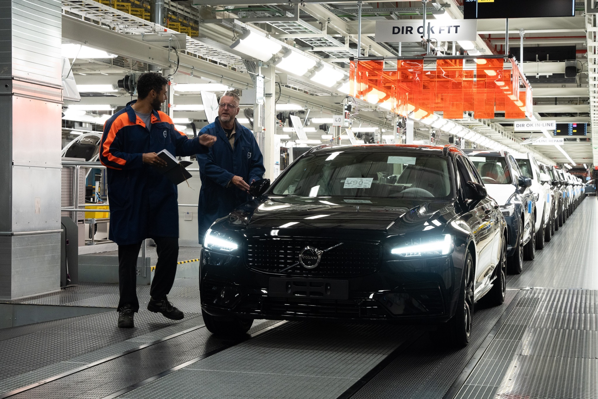 Volvo V90 on the production line, the estate to check for service history before buying used