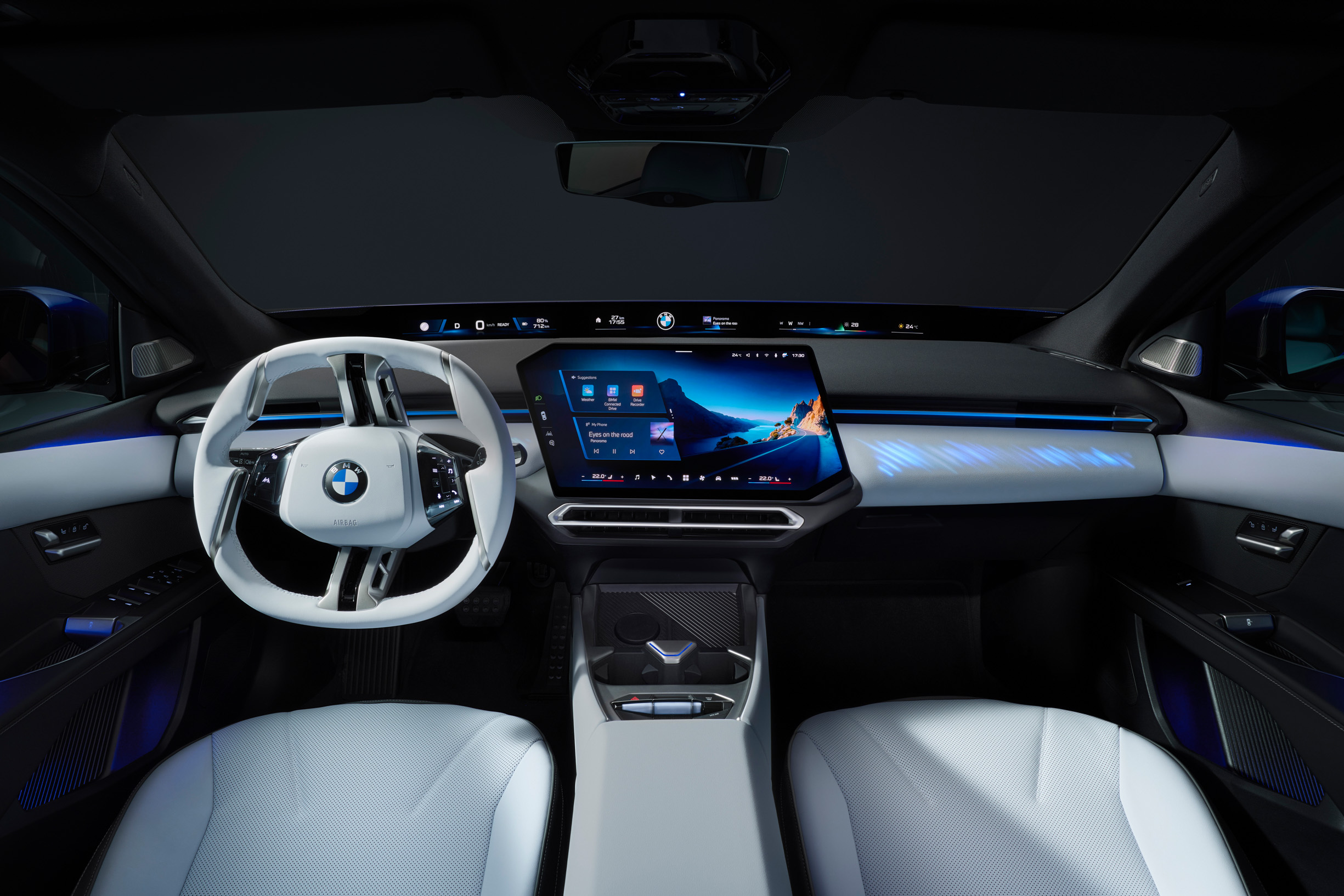 BMW i3 Neue Klasse interior with pillar-to-pillar Panoramic Vision display