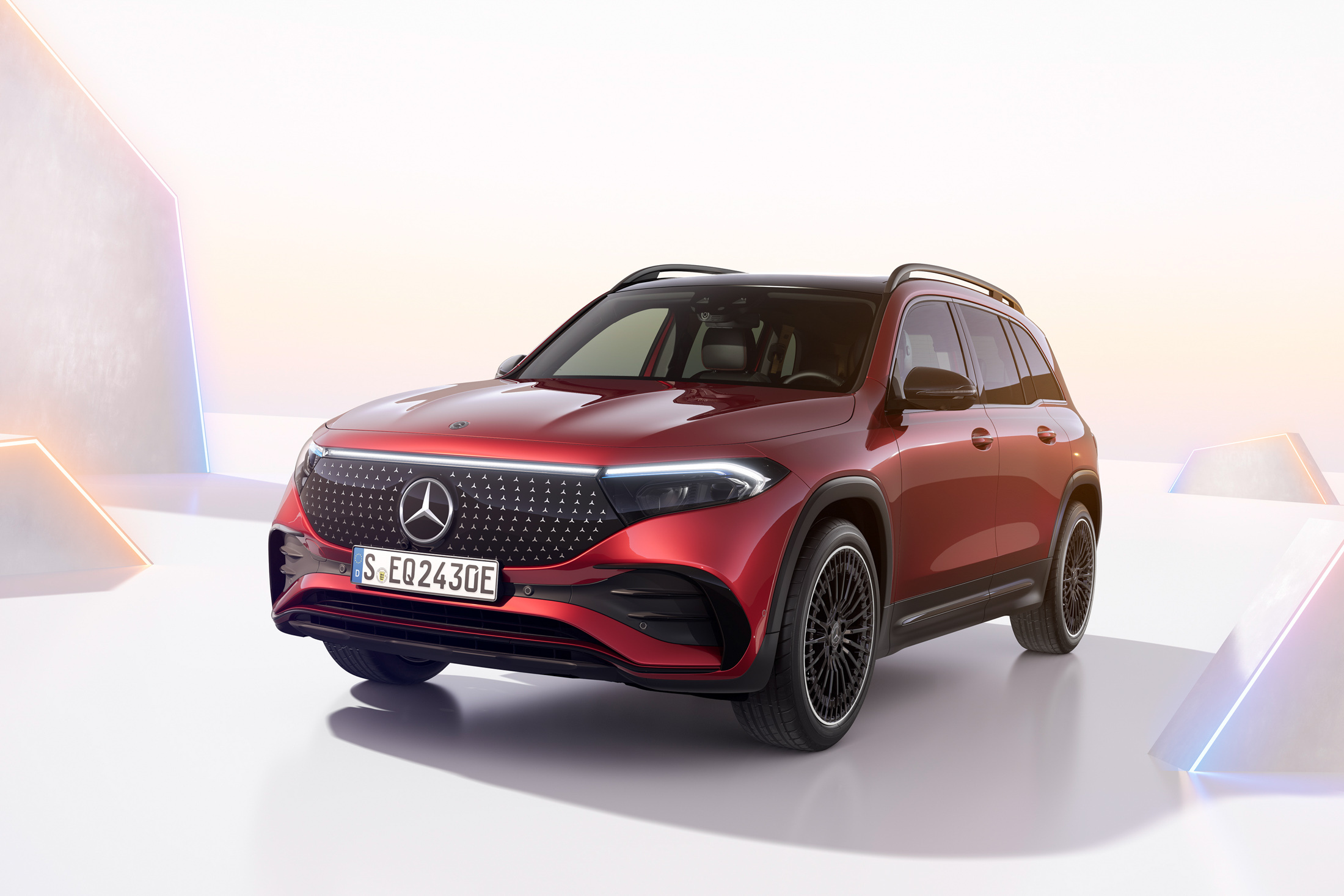 Mercedes EQB salary sacrifice electric SUV front three-quarter studio shot