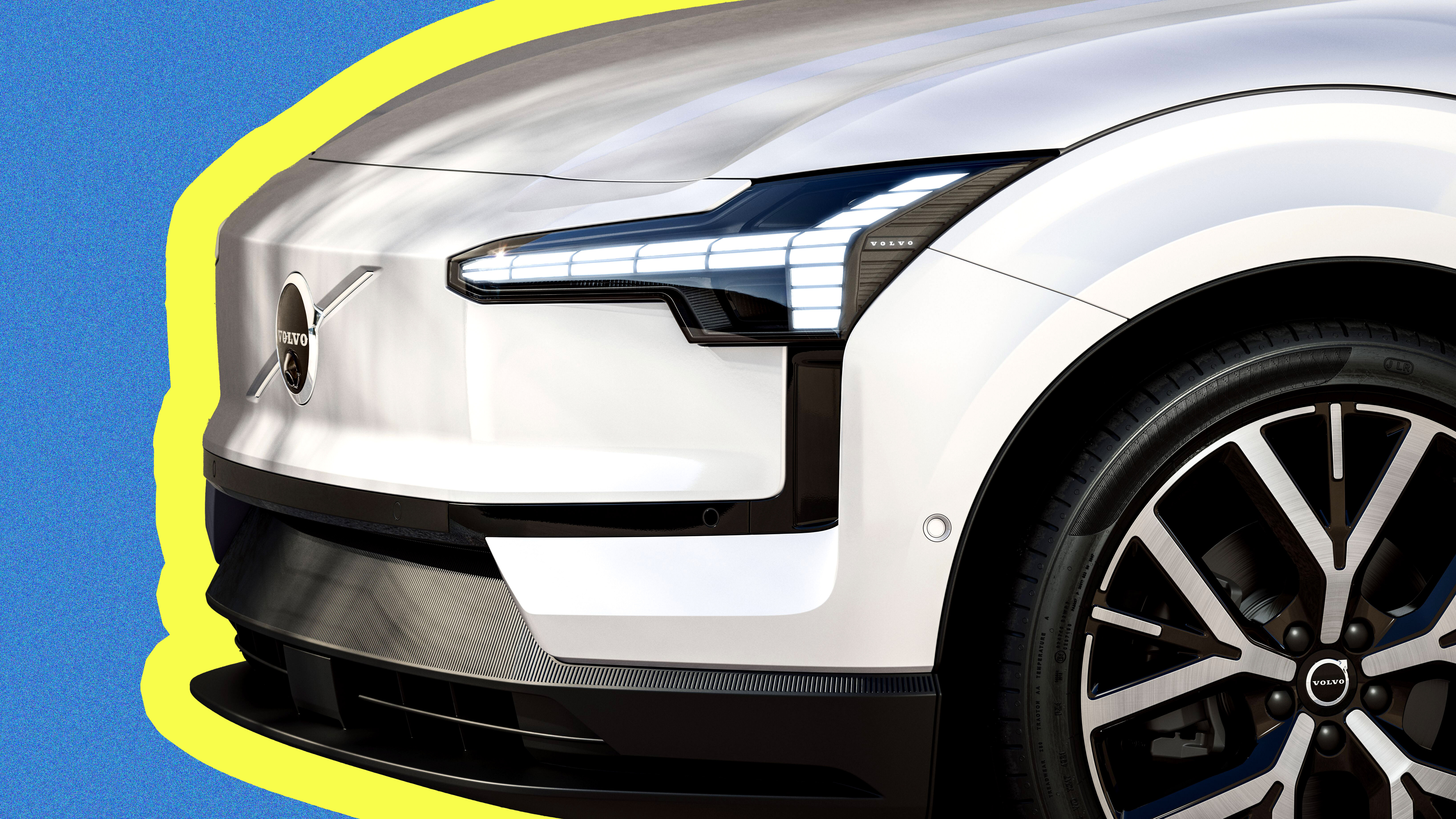 Volvo EX30 headlight detail on a household salary sacrifice EV