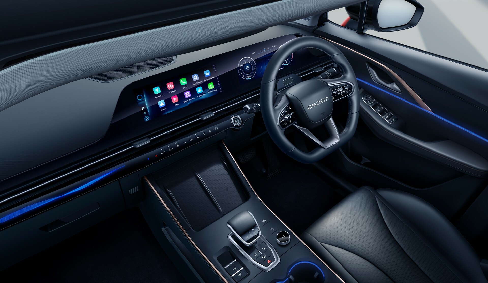 Omoda 5 PCP interior showing the twin-screen dashboard and steering wheel