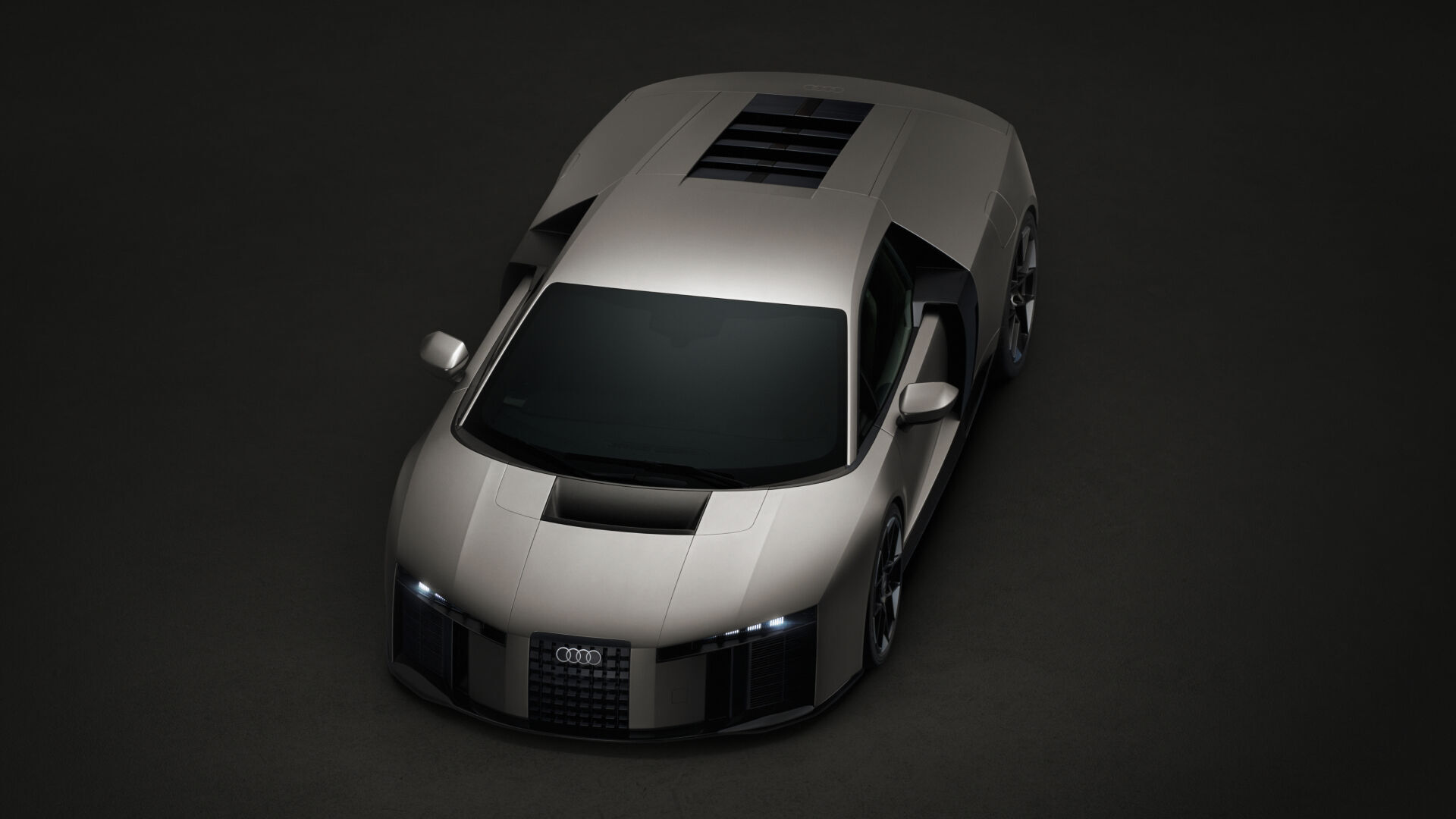 Audi Nuvolari front three-quarter studio shot of the 1,001 PS V8 hybrid supercar