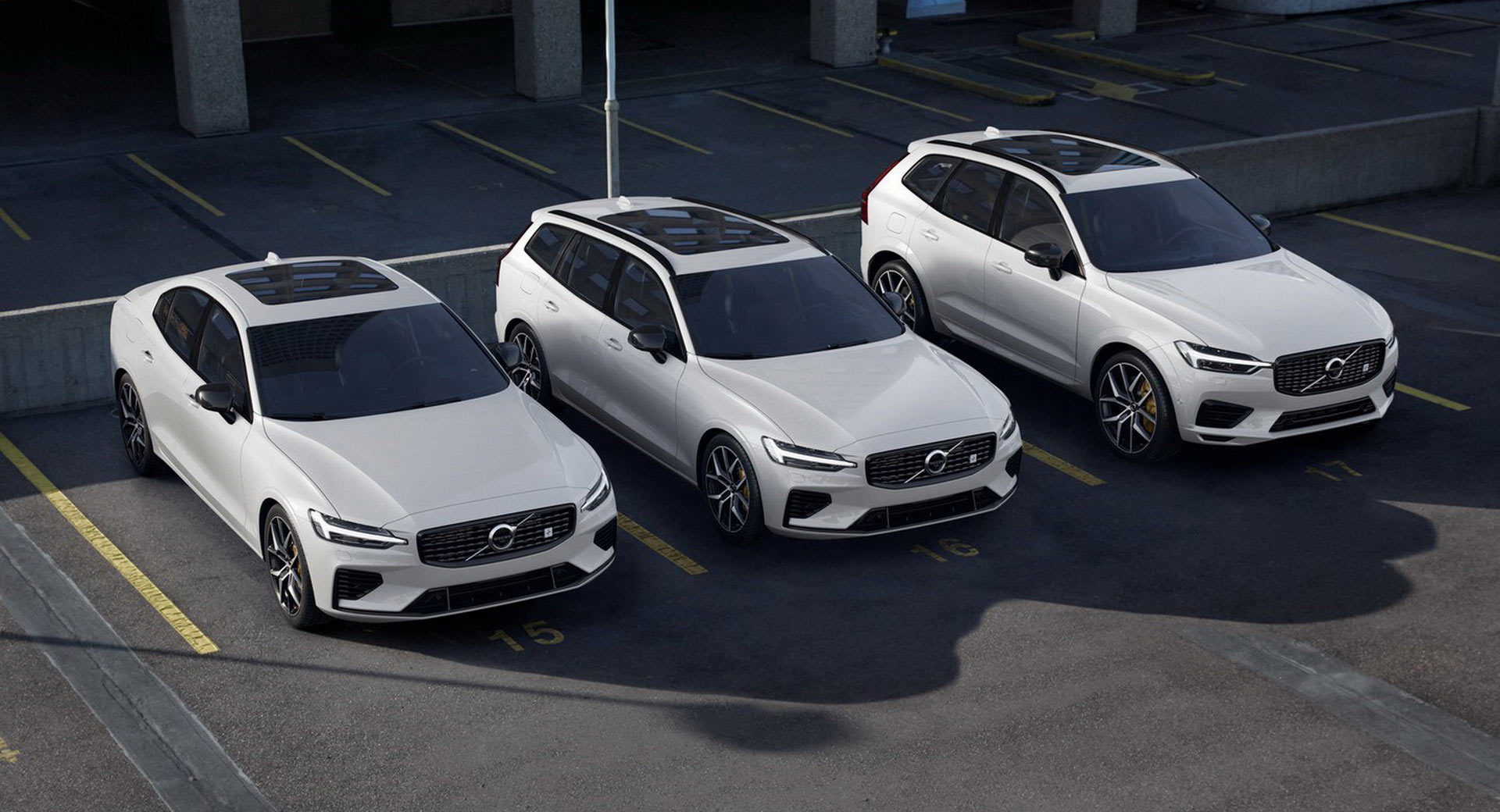 Volvo V60 T8 Recharge Polestar Engineered alongside the S60 and XC60 in white
