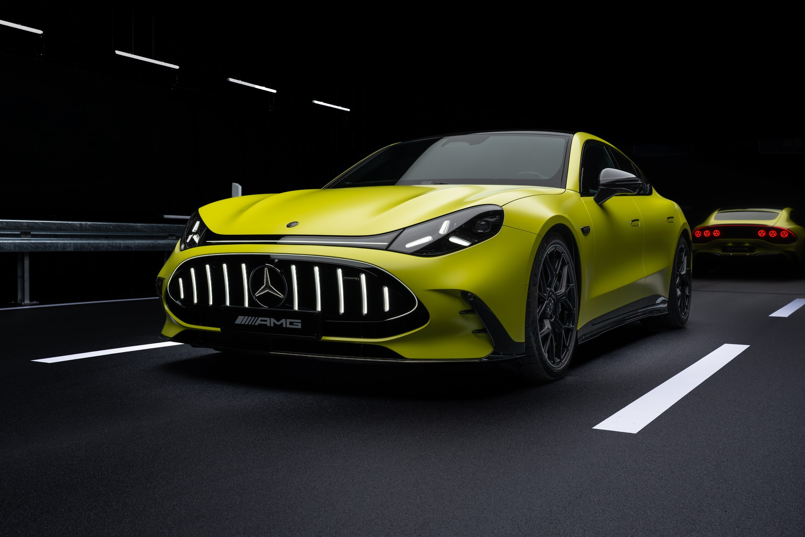 Mercedes-AMG saloon in a studio, an example of the premium car a representative APR advert might promote