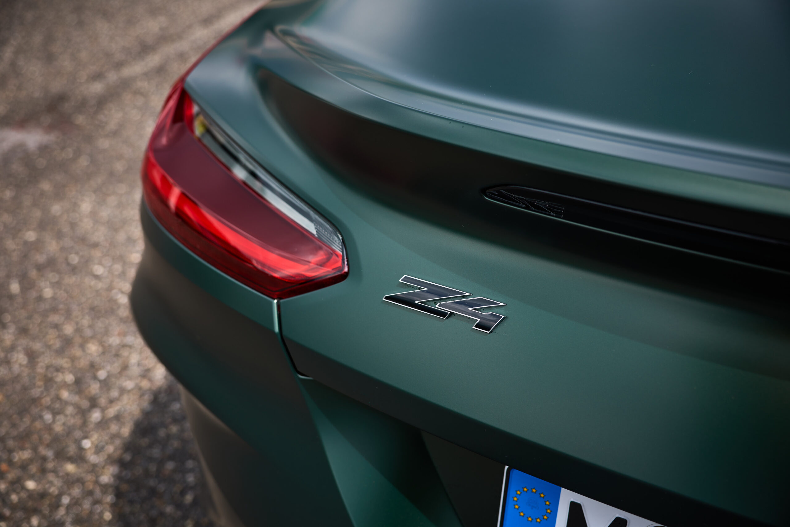 BMW Z4 G29 used M40i rear badge detail in green