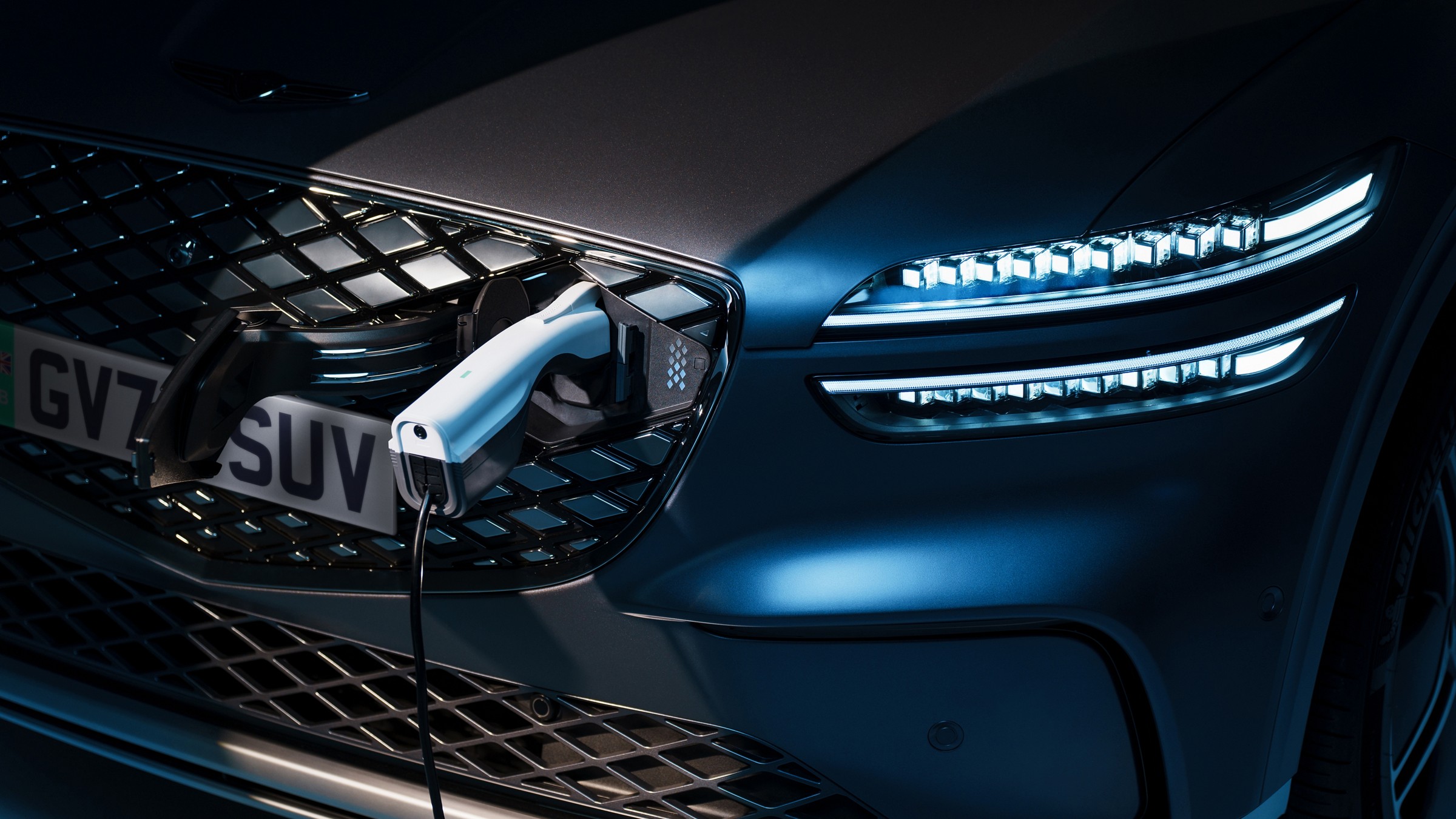 Genesis Electrified GV70 salary sacrifice EV plugged in and charging