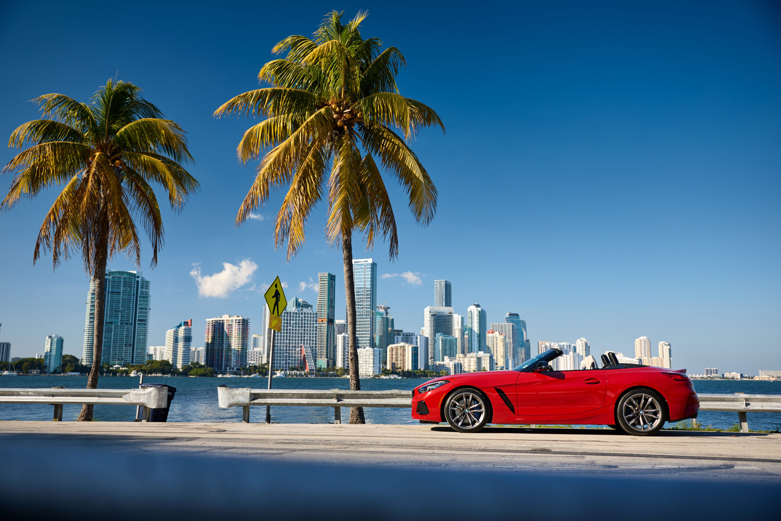 BMW Z4 G29 used roadster side profile with the soft-top down