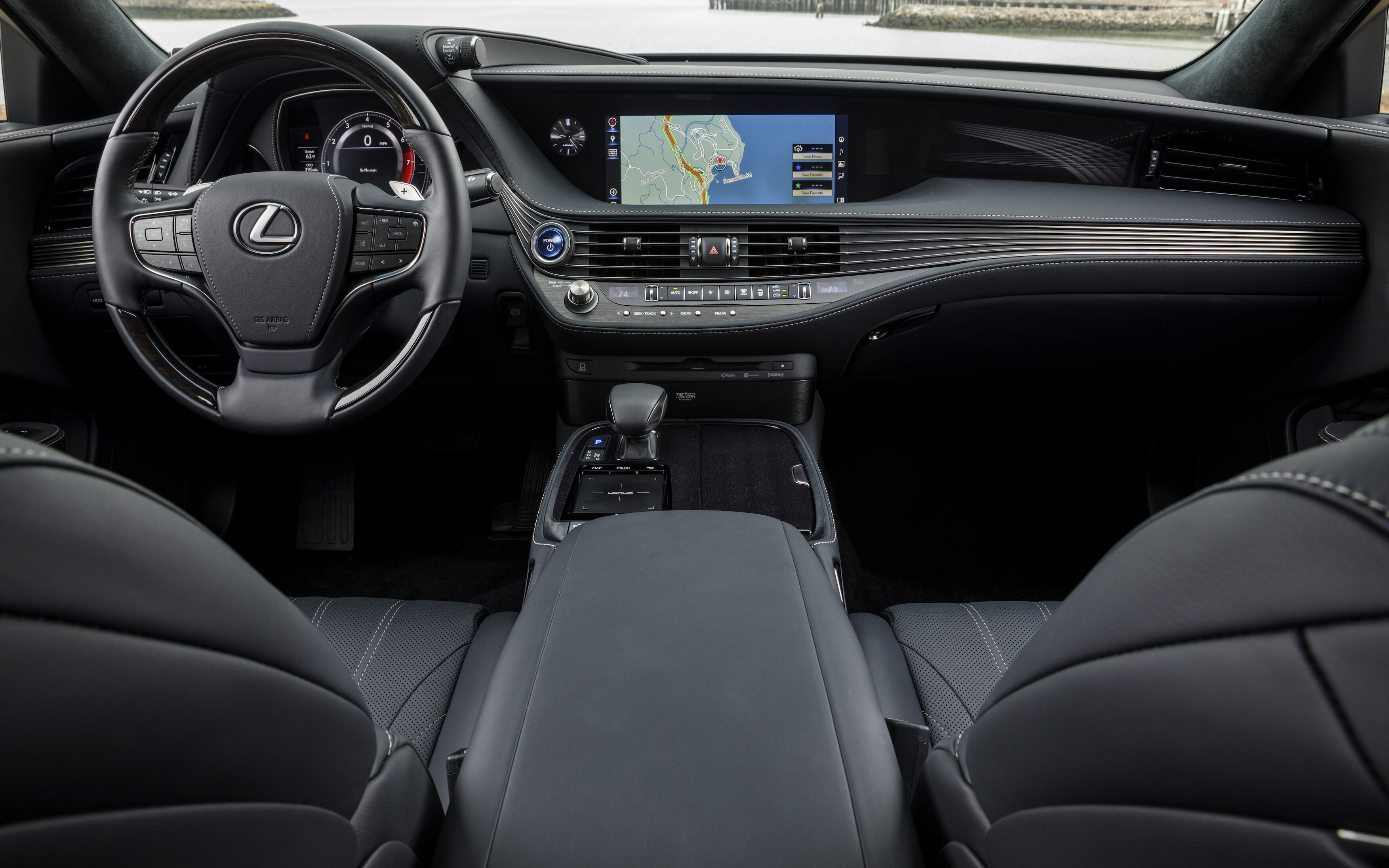 Lexus LS 500h used cabin and dashboard with the 12.3-inch infotainment display