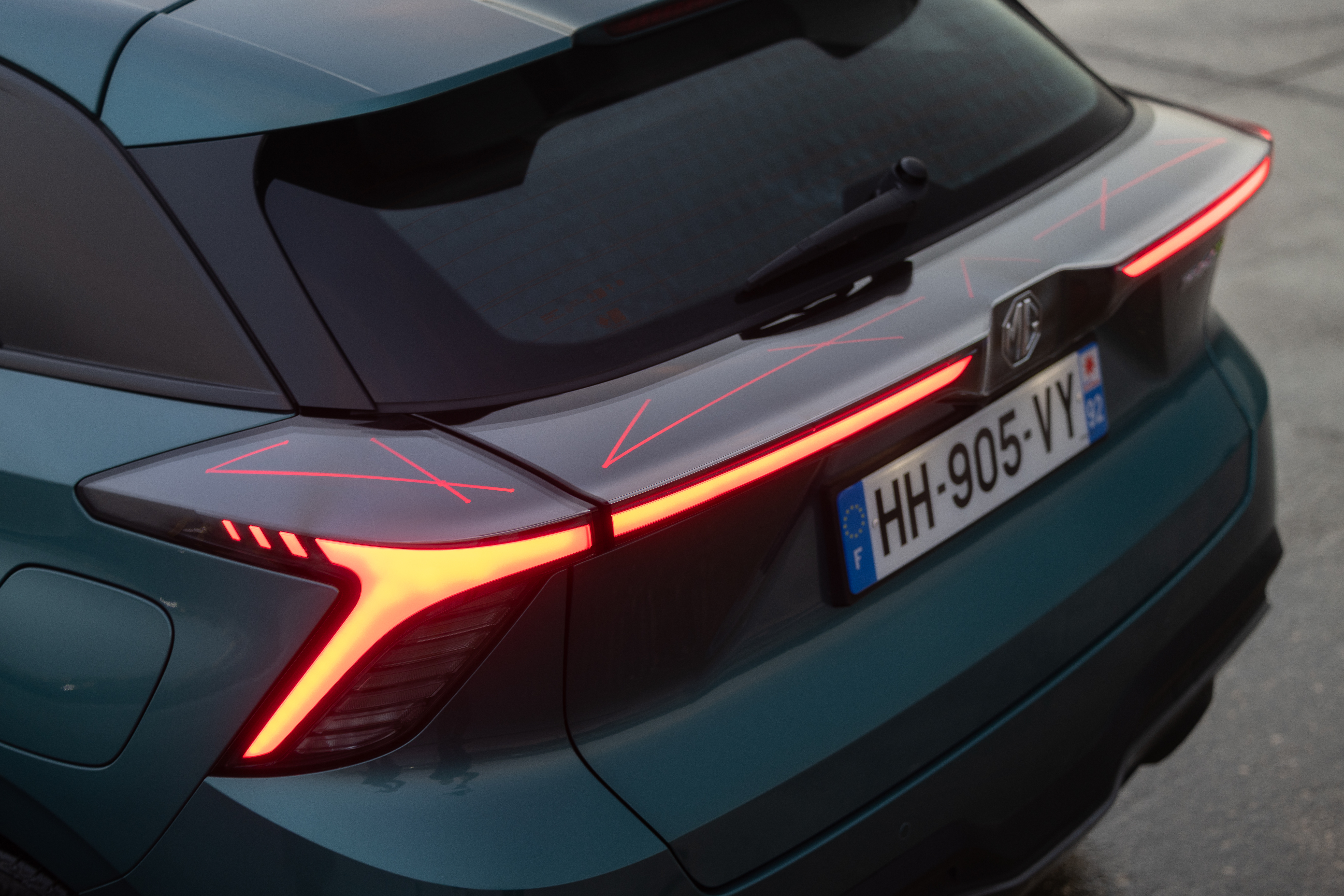 2026 MG4 EV rear lights and spoiler detail, Motability electric car