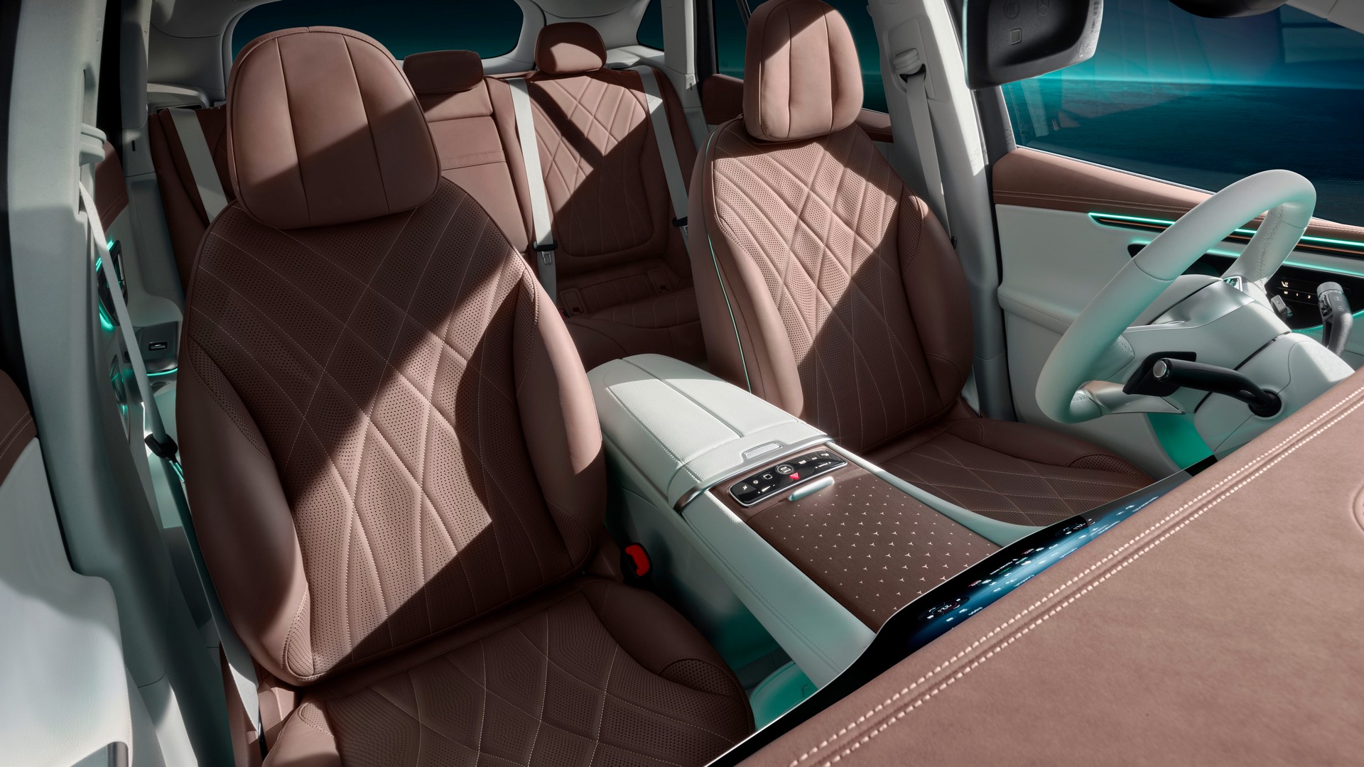 Mercedes EQE SUV salary sacrifice cabin detail, press photo of the interior