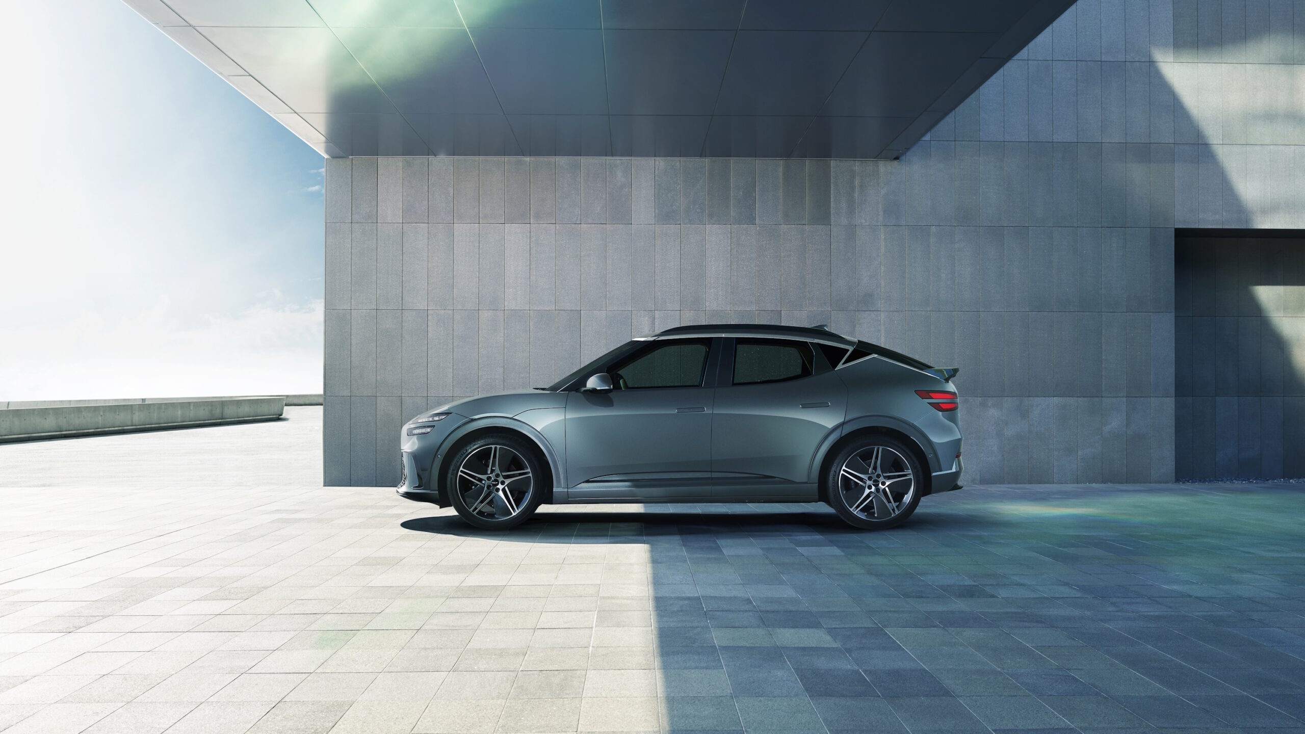 Genesis GV60 salary sacrifice side profile in grey