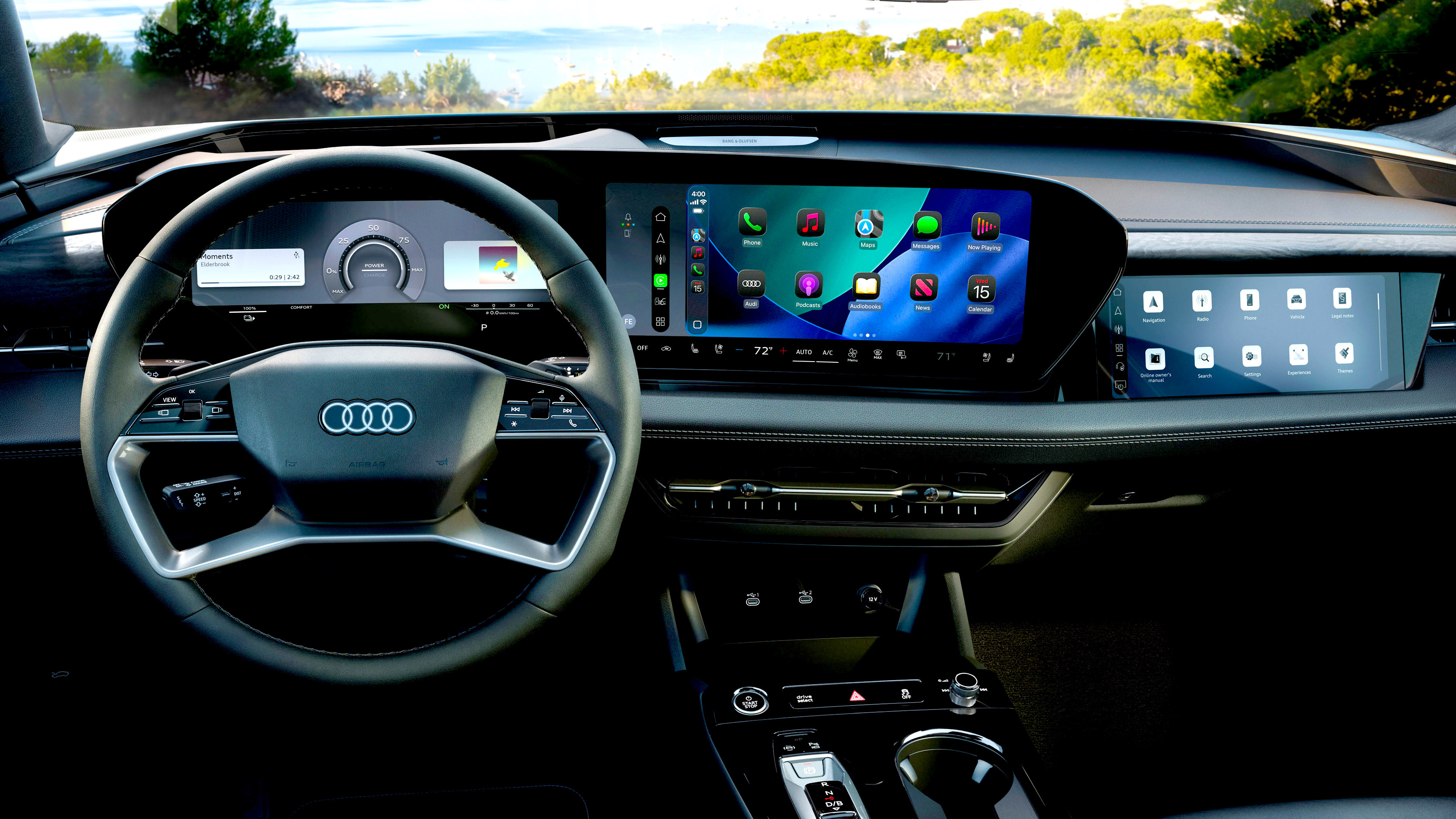 Audi digital cockpit and instrument cluster where a mileage clocking check starts with the odometer reading