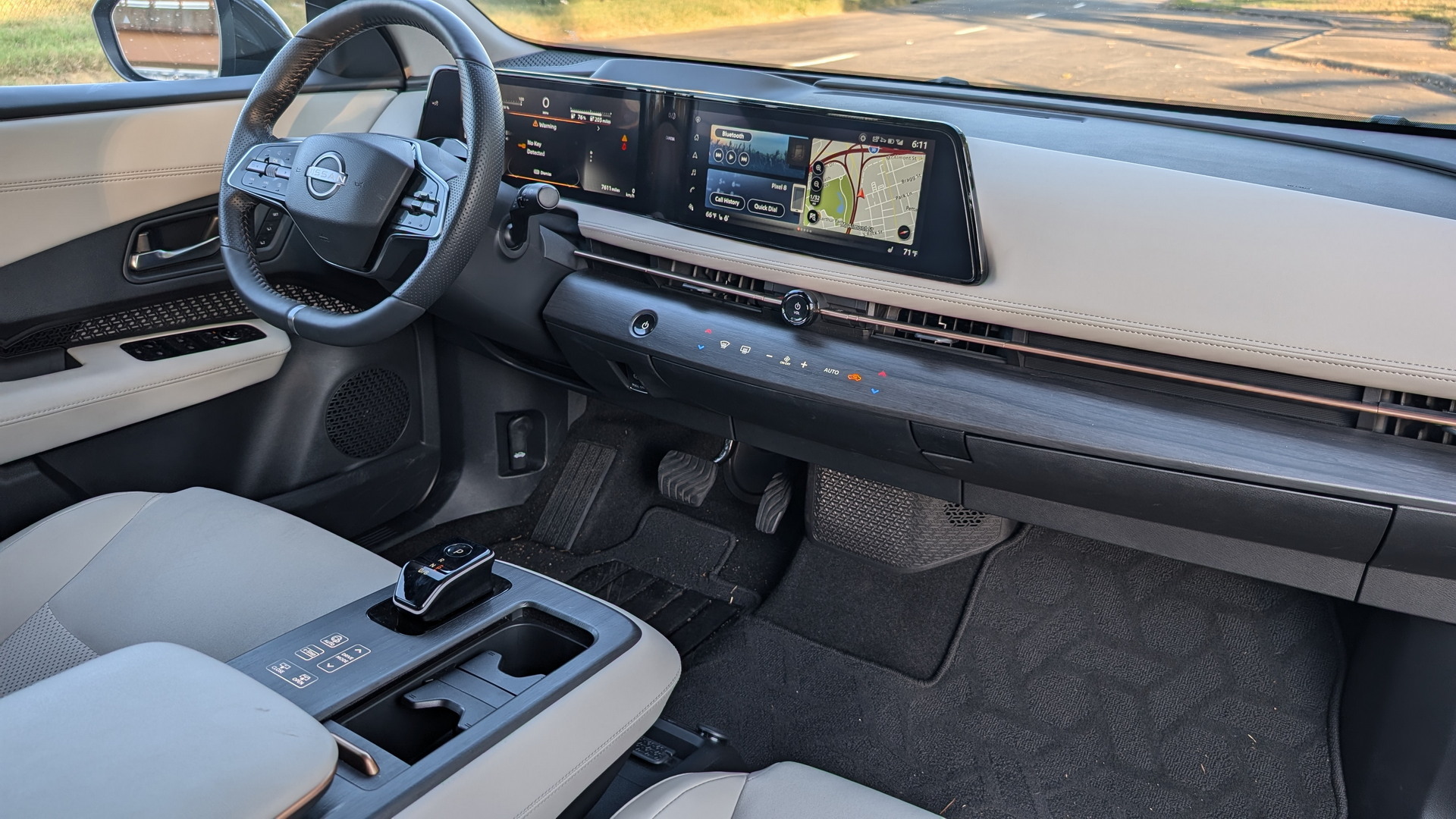 Nissan Ariya electric car interior showing the sensor-laden tech that drives EV insurance renewal costs