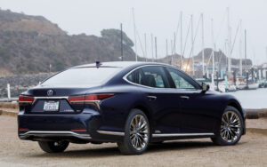 Lexus LS 500h used front three-quarter view of the XF50 full-size hybrid saloon