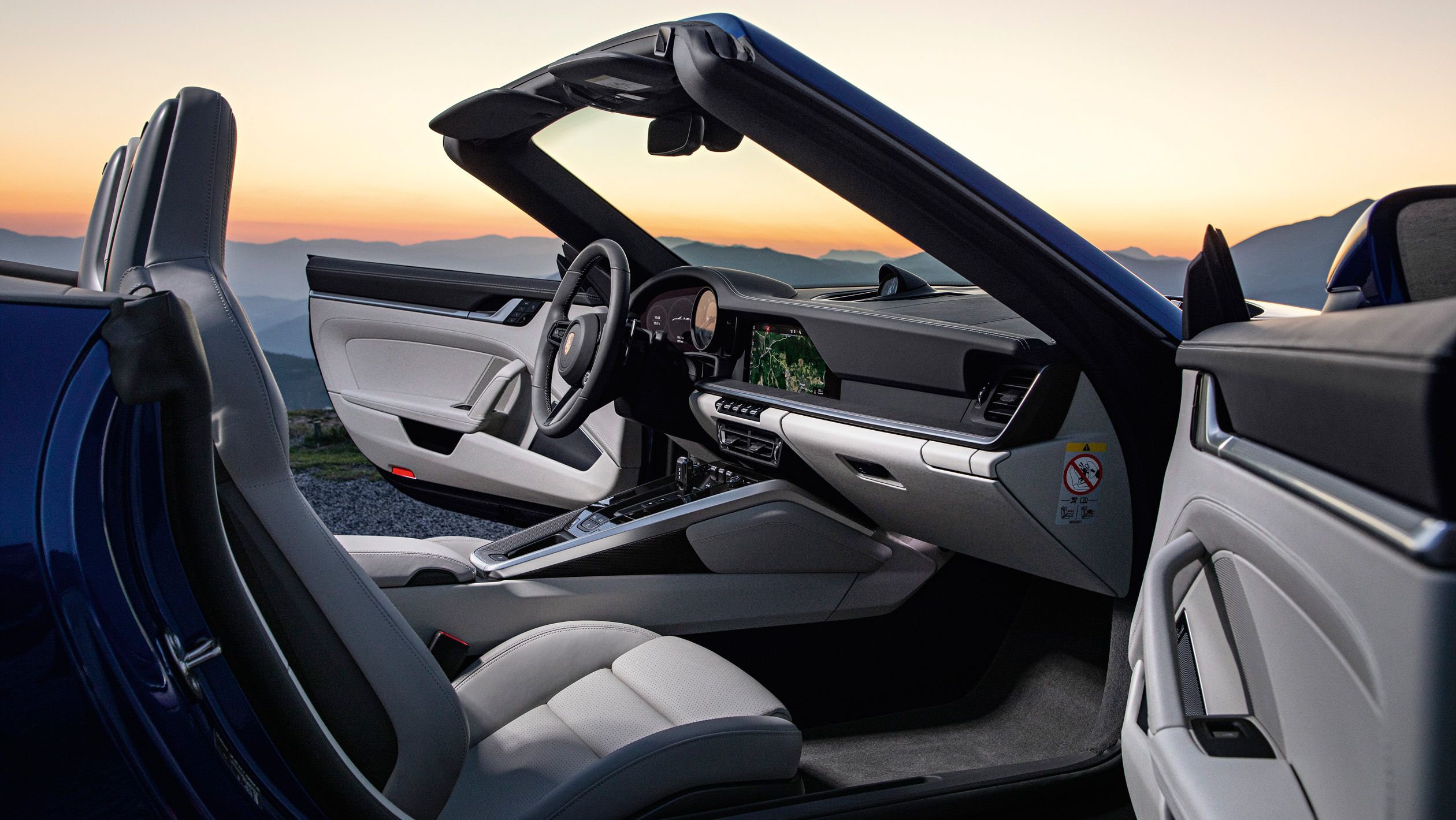 Porsche 911 992 Carrera Cabriolet interior with PCM infotainment screen