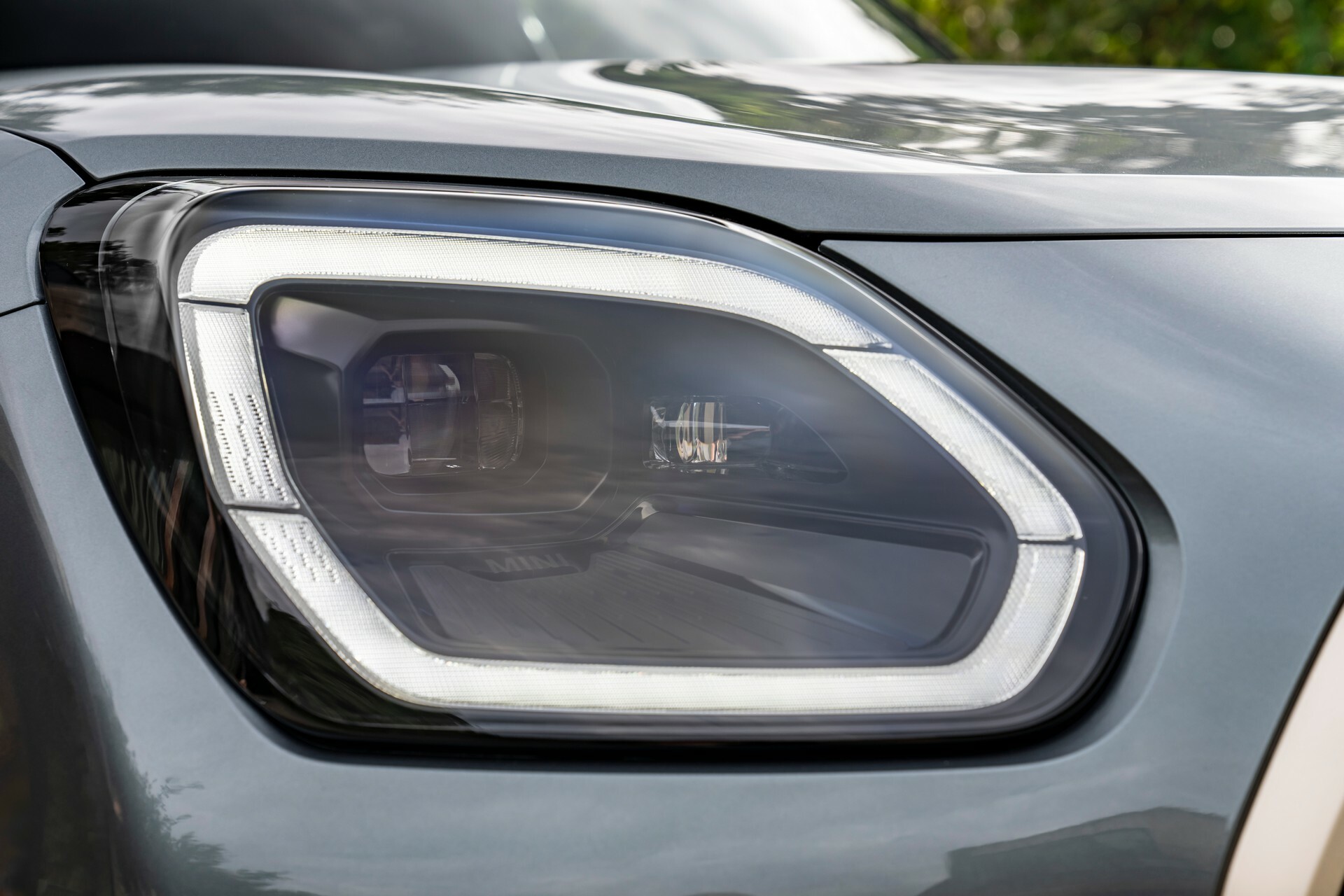 Mini Countryman C LED headlight detail on the petrol model