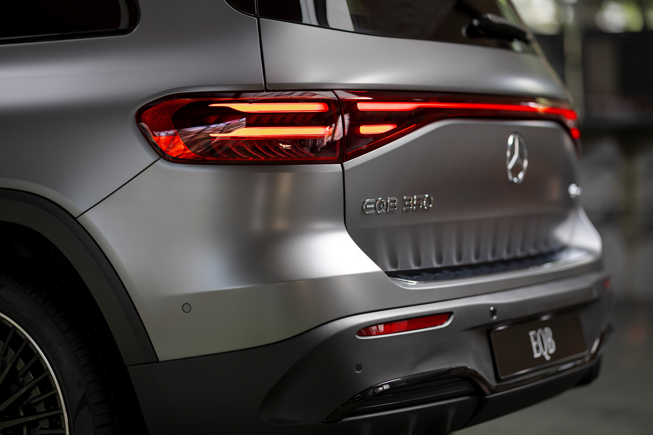 Mercedes EQB salary sacrifice rear badge detail on the EQB 350