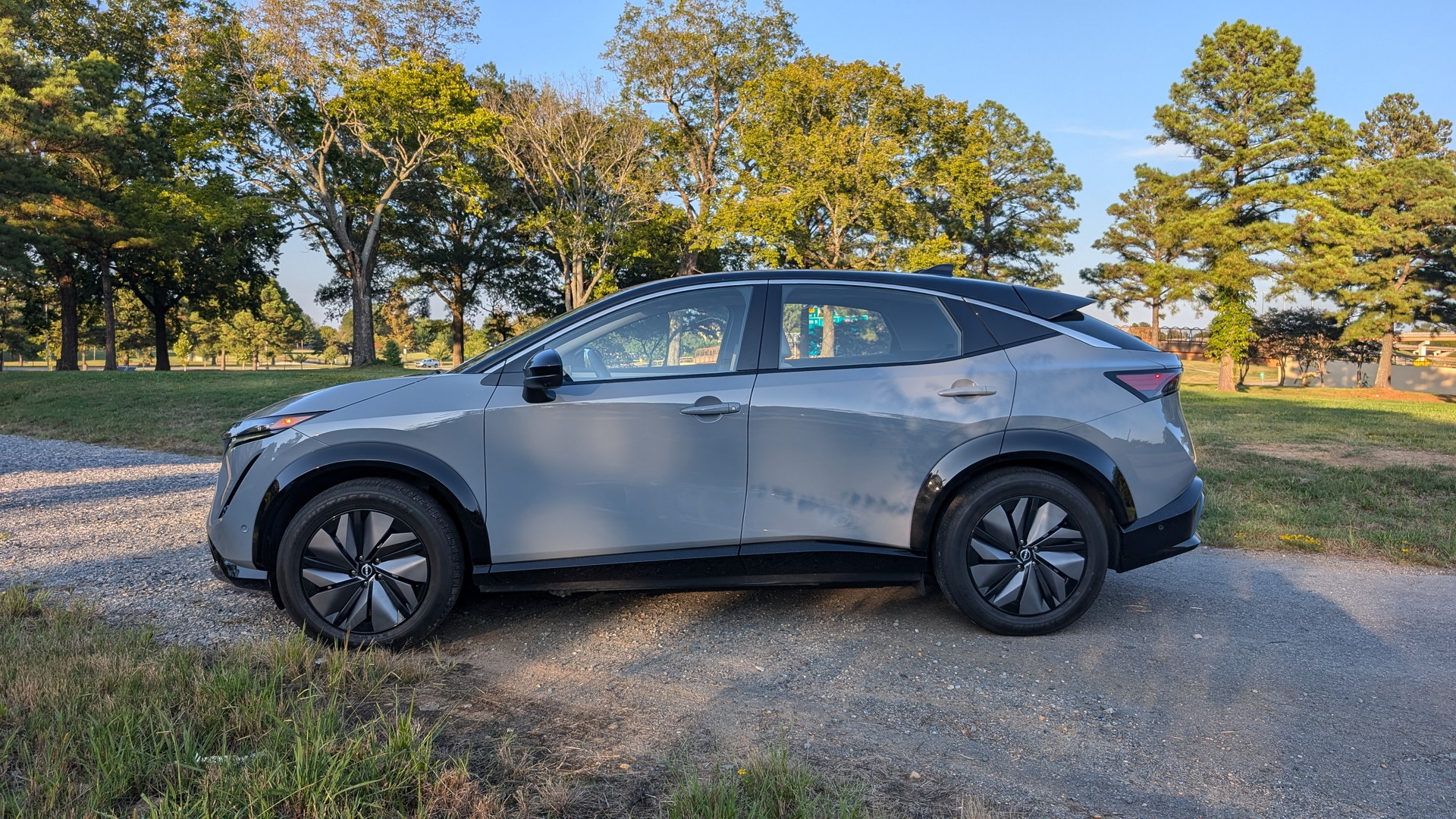 Side profile of an electric SUV, the kind of EV insurance renewal that can rise as the market falls