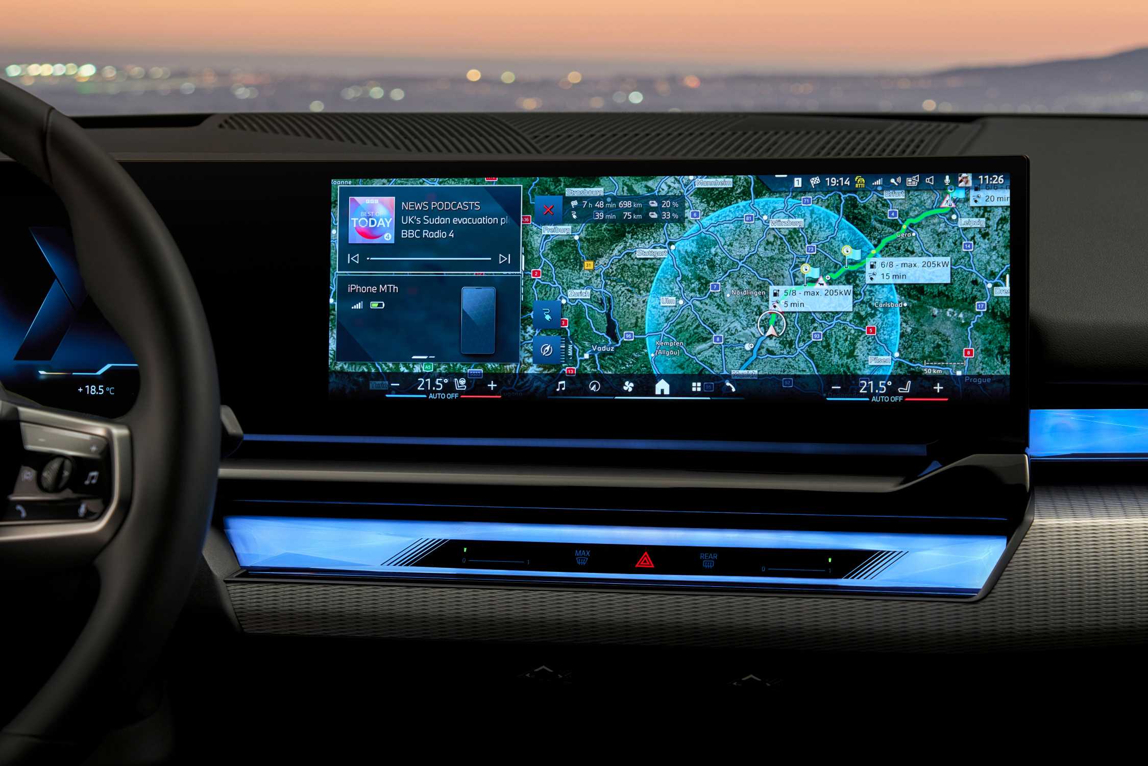 BMW i5 salary sacrifice running costs, charge-optimised route planning on the i5 display