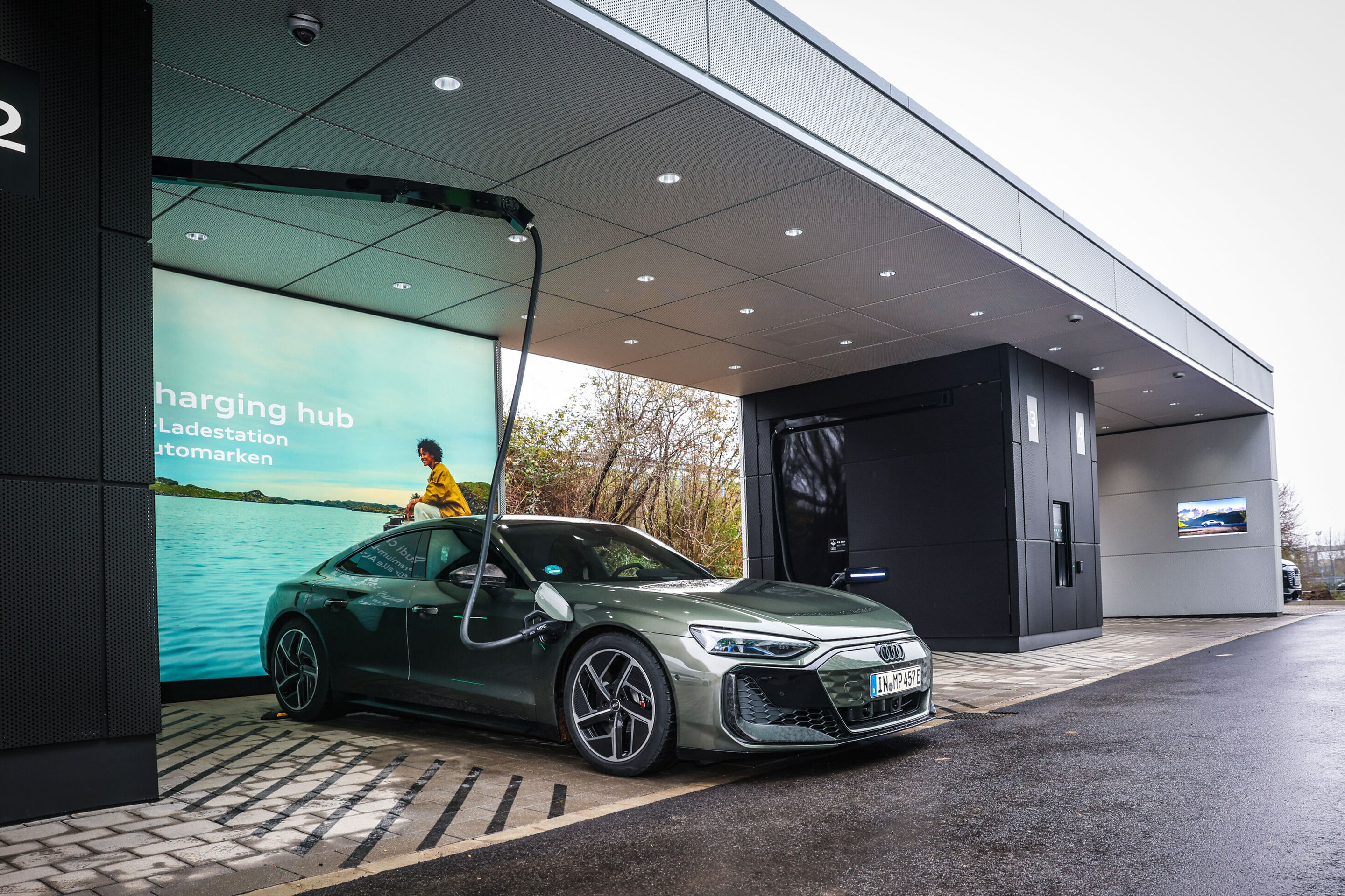 Audi approved used warranty on an Audi e-tron GT at a charging hub